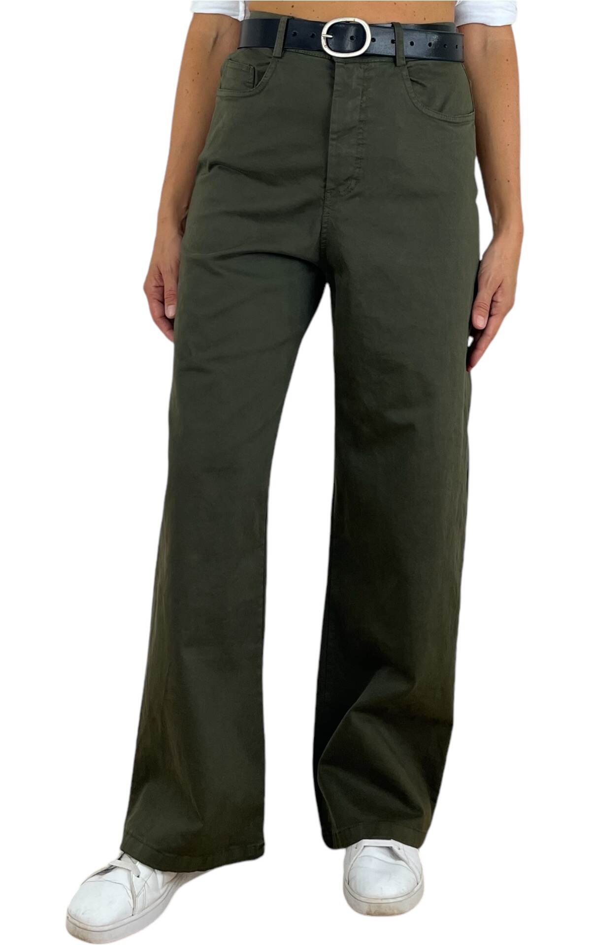 Off-on – Pantalone palazzo tasca ELY – verde