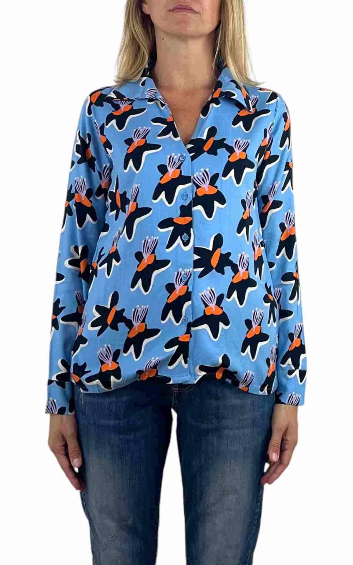 Compañia Fantastica - Camicia stampa fiori - azzurro