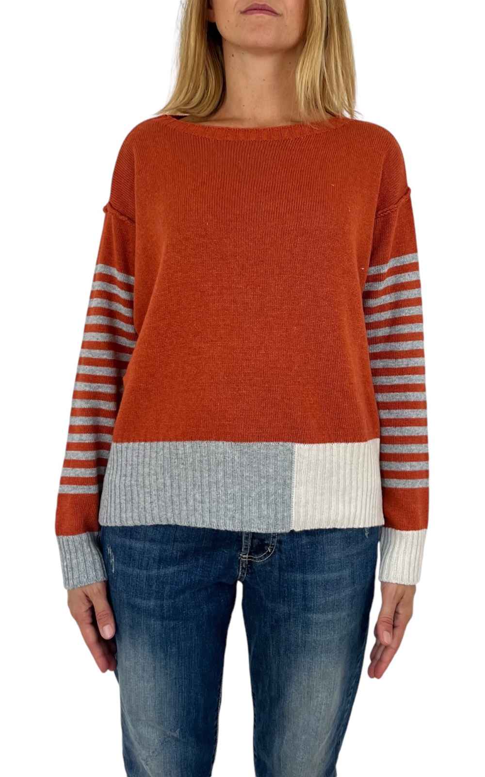 Off-on – Maglia girocollo 3 colori – arancio