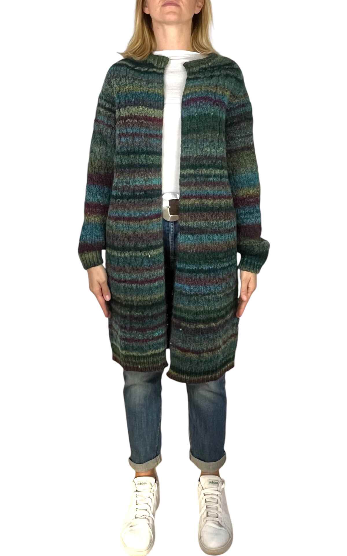 Off-On - Cardigan multicolor longuette - verde