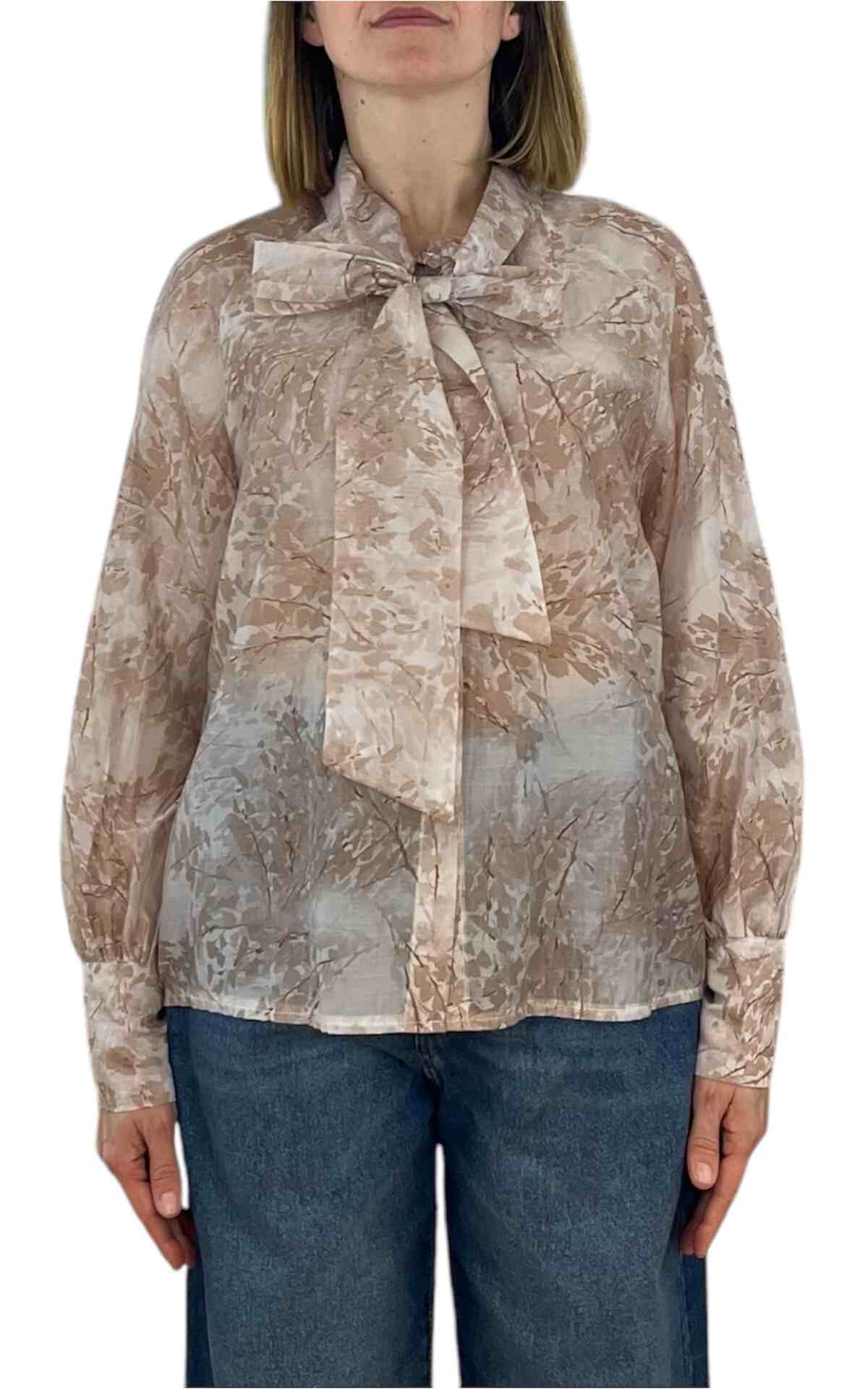 Off-On - Camicia fiocco fantasia - beige