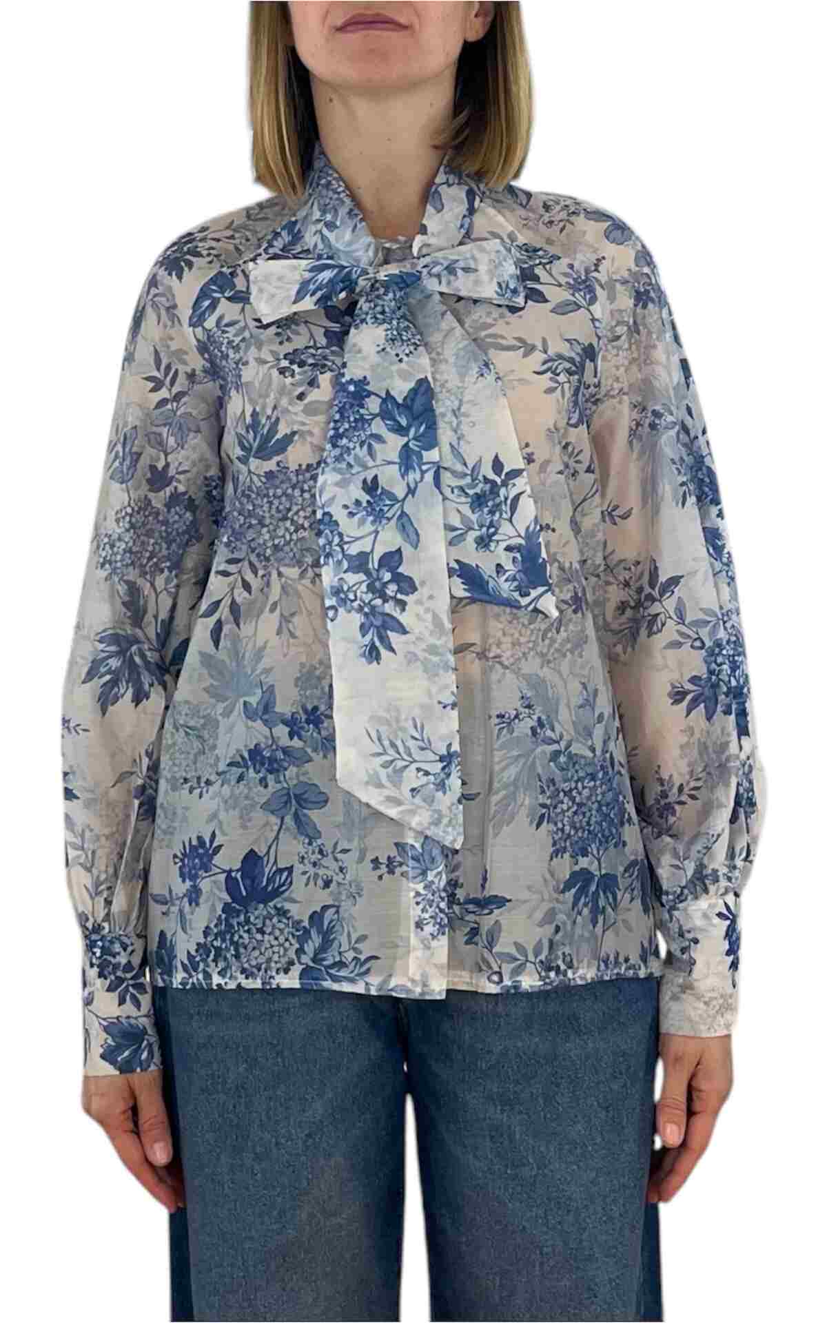 Off-On - Camicia fiocco fantasia - celeste