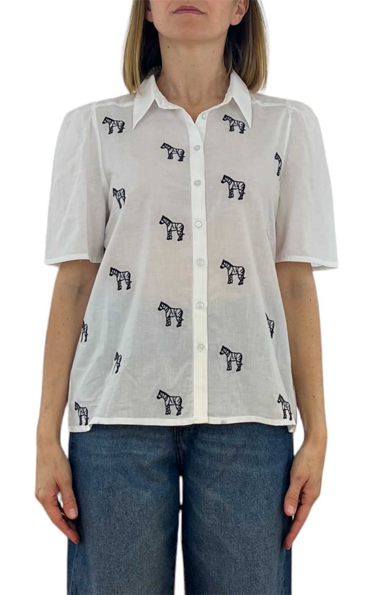 Compañia Fantastica - camicia ricami zebre - bianco