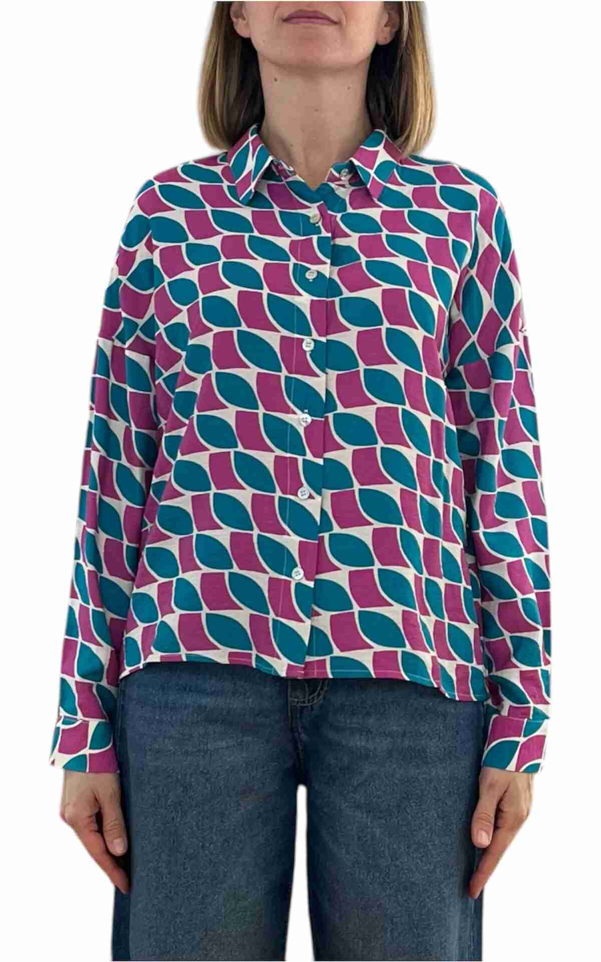 Compañia Fantastica - camicia fantasia piume - fucsia