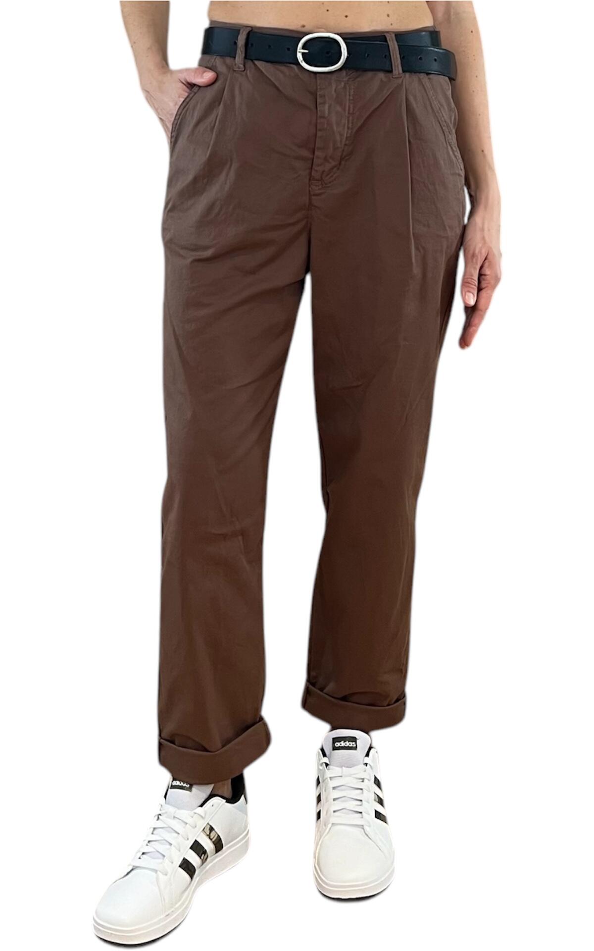 Off-On - Pantalone boyfriend JOELLE - cioccolato