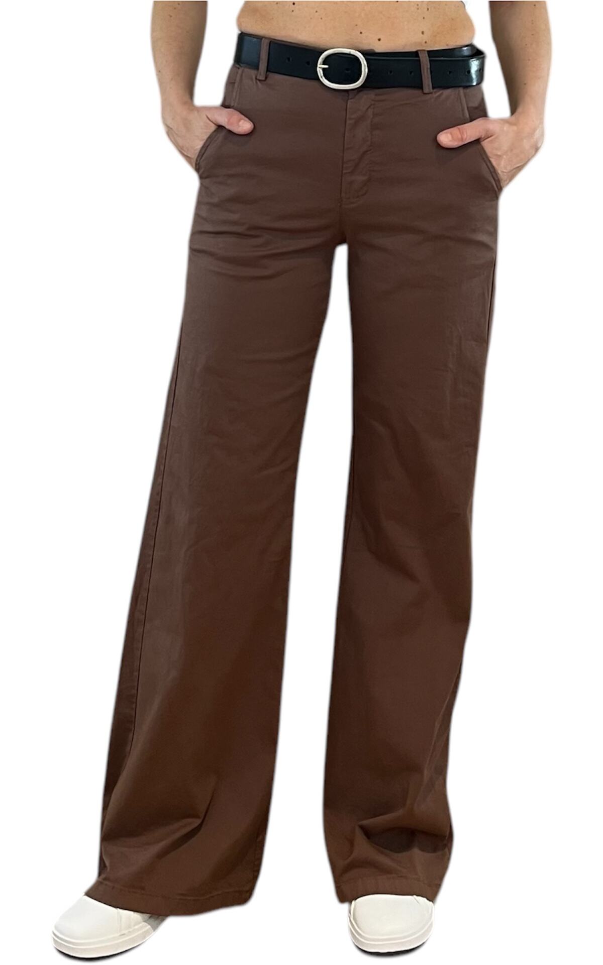 Off-On - Pantalone palazzo BETTY - cioccolato