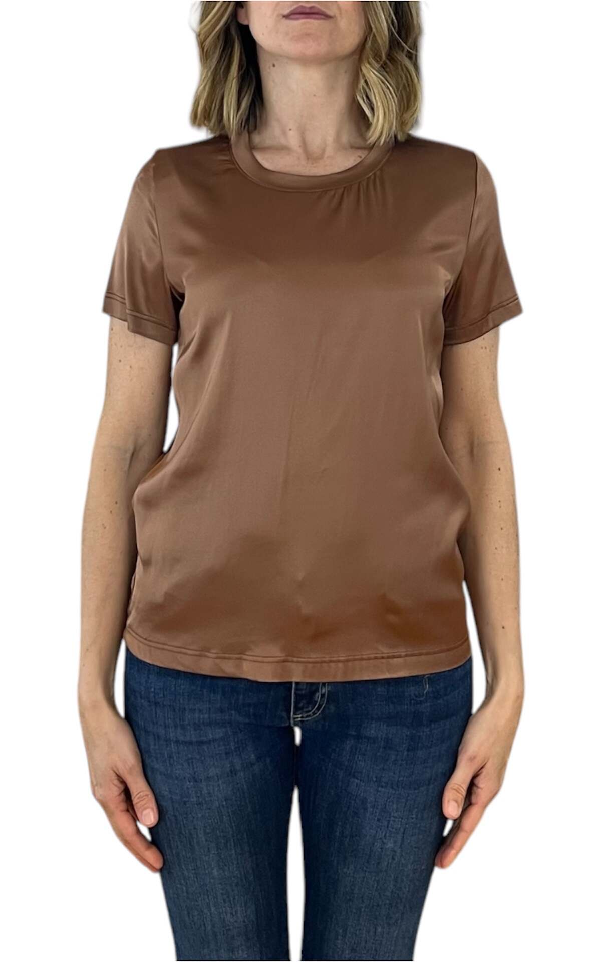 Off-On - blusa mezza manica - cioccolato