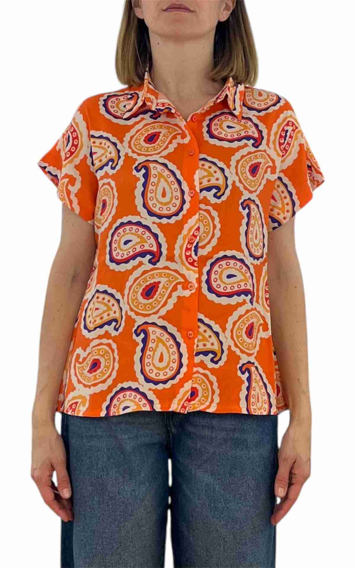 Compañia Fantastica - camicia fantasia cachemire - arancio