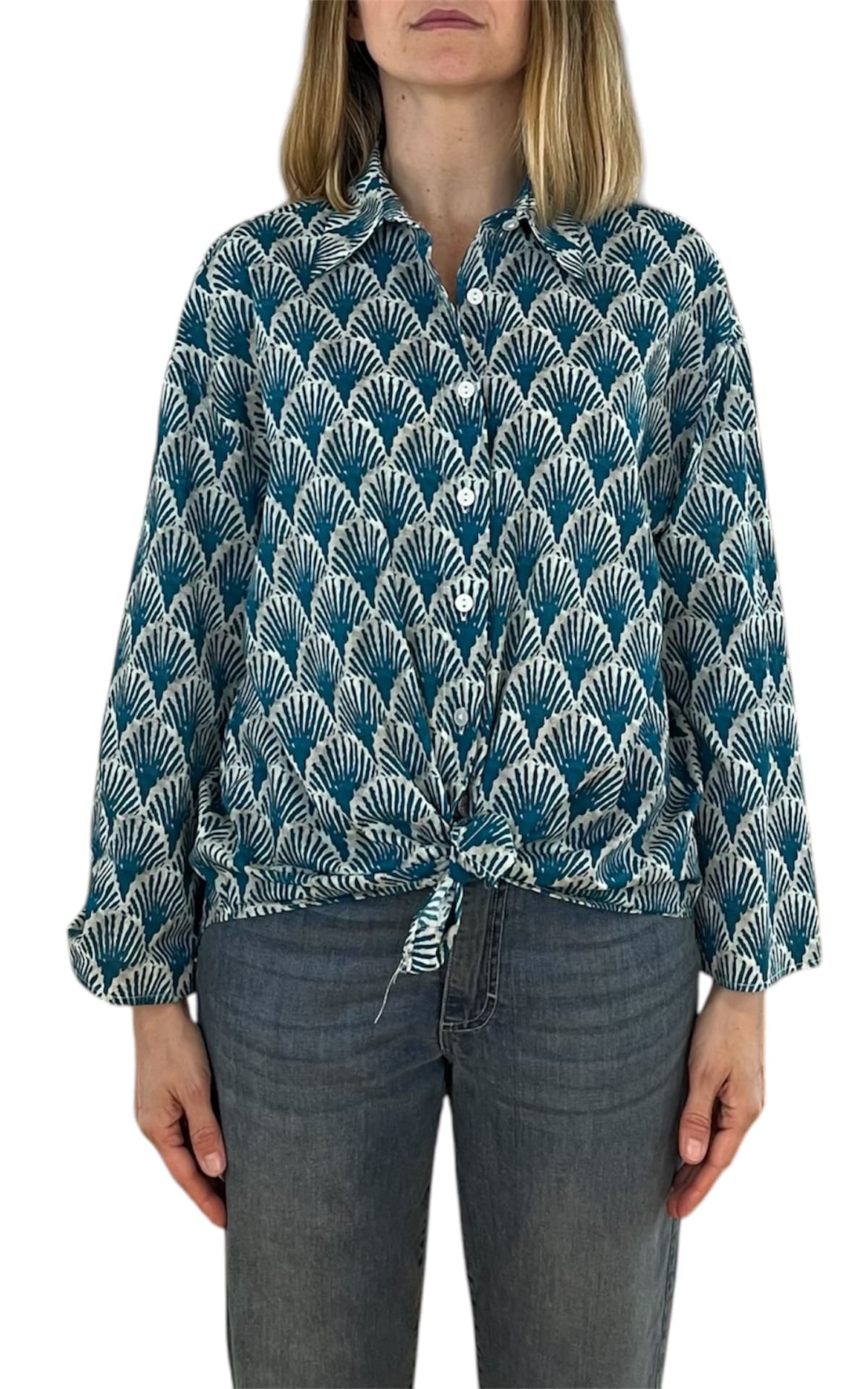 Susan Di - Camicia in mussola di cotone - Ottanio