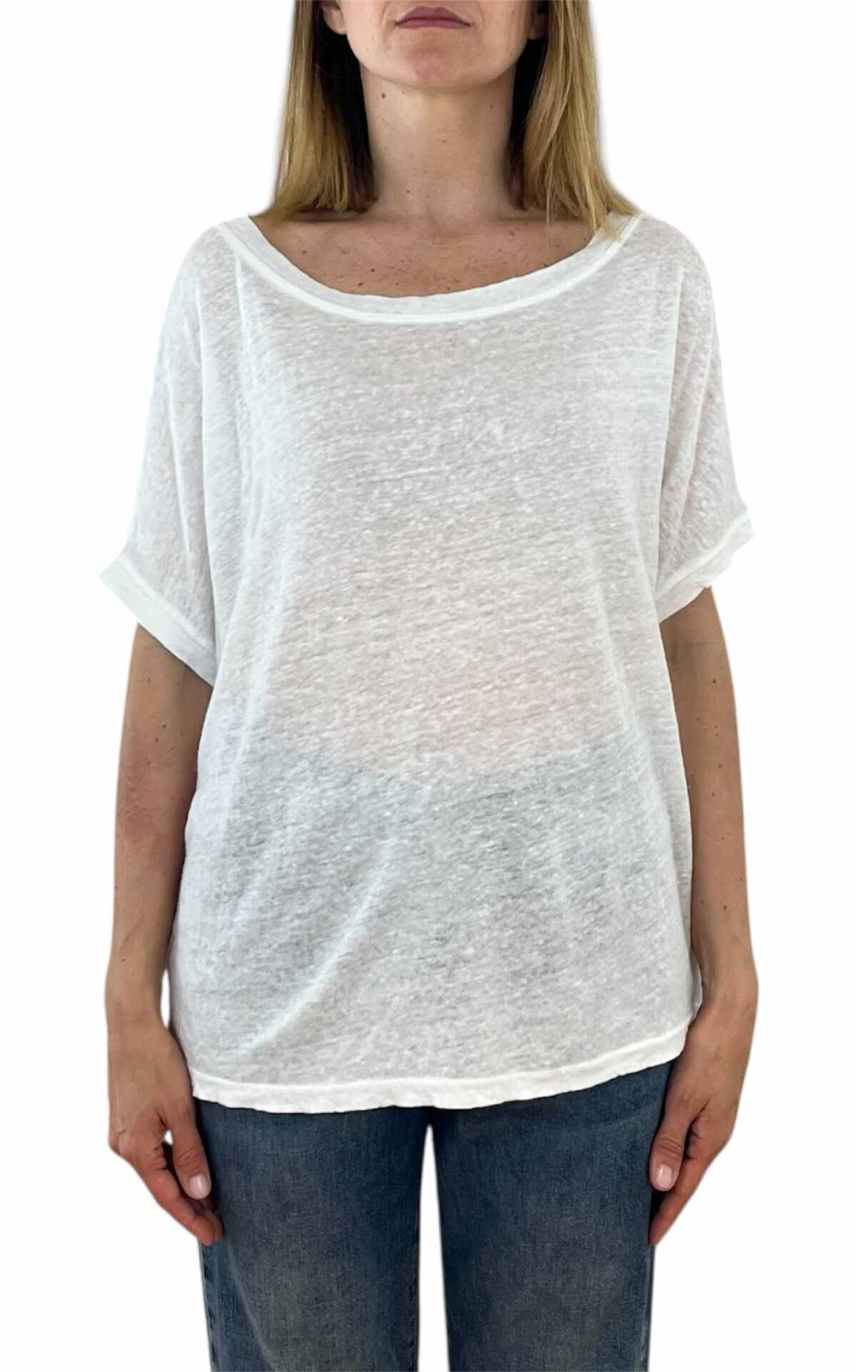 Off-On - T shirt over in lino - Bianca