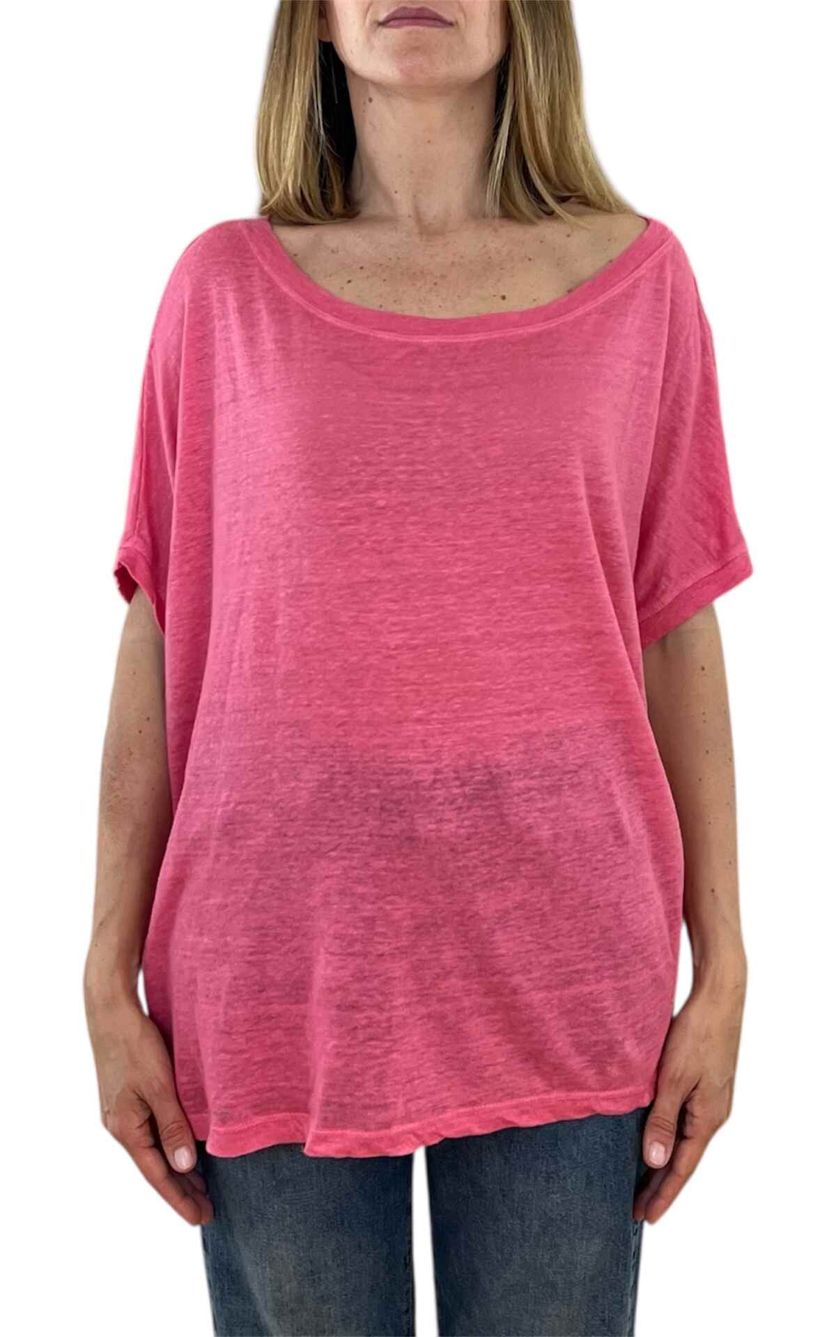 Off-On – T shirt over in lino – rosa