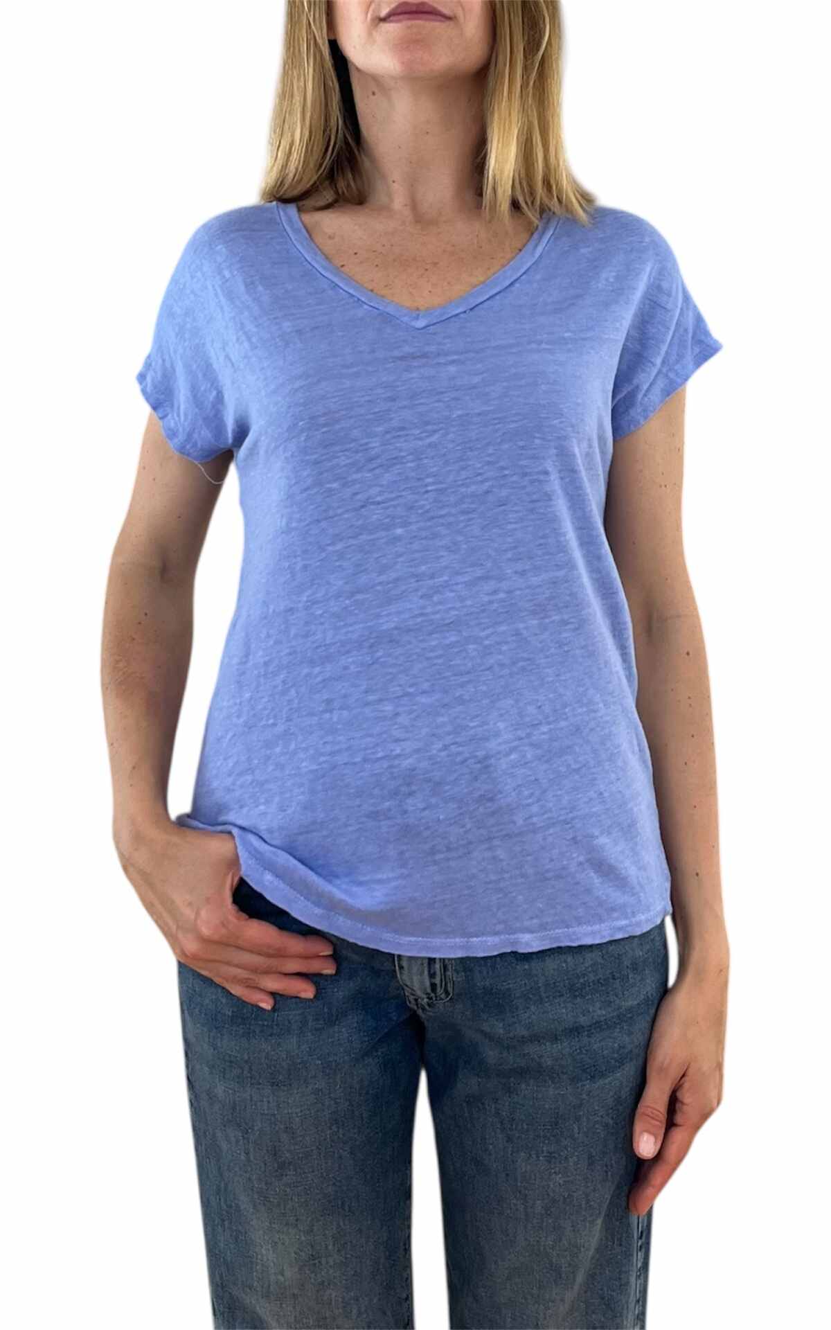Off-On - T shirt lino V - lavanda