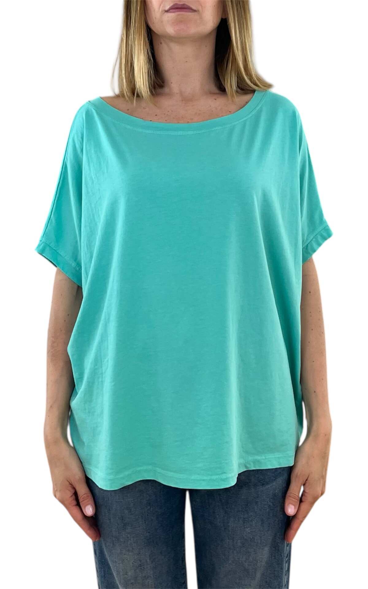 Off-On - t-shirt over cotone - Verde acqua
