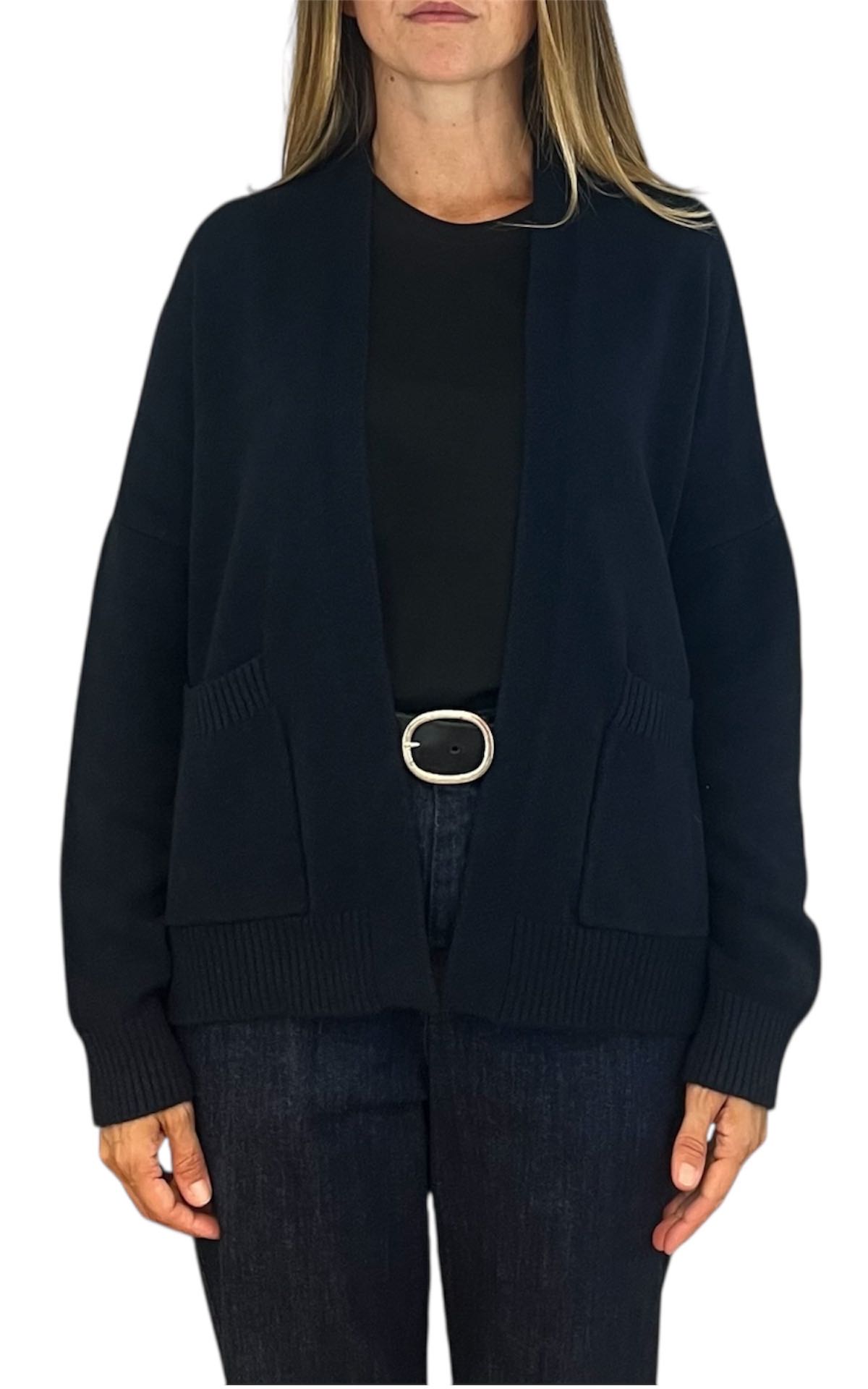 Initial – Cardigan in maglia corto – blu