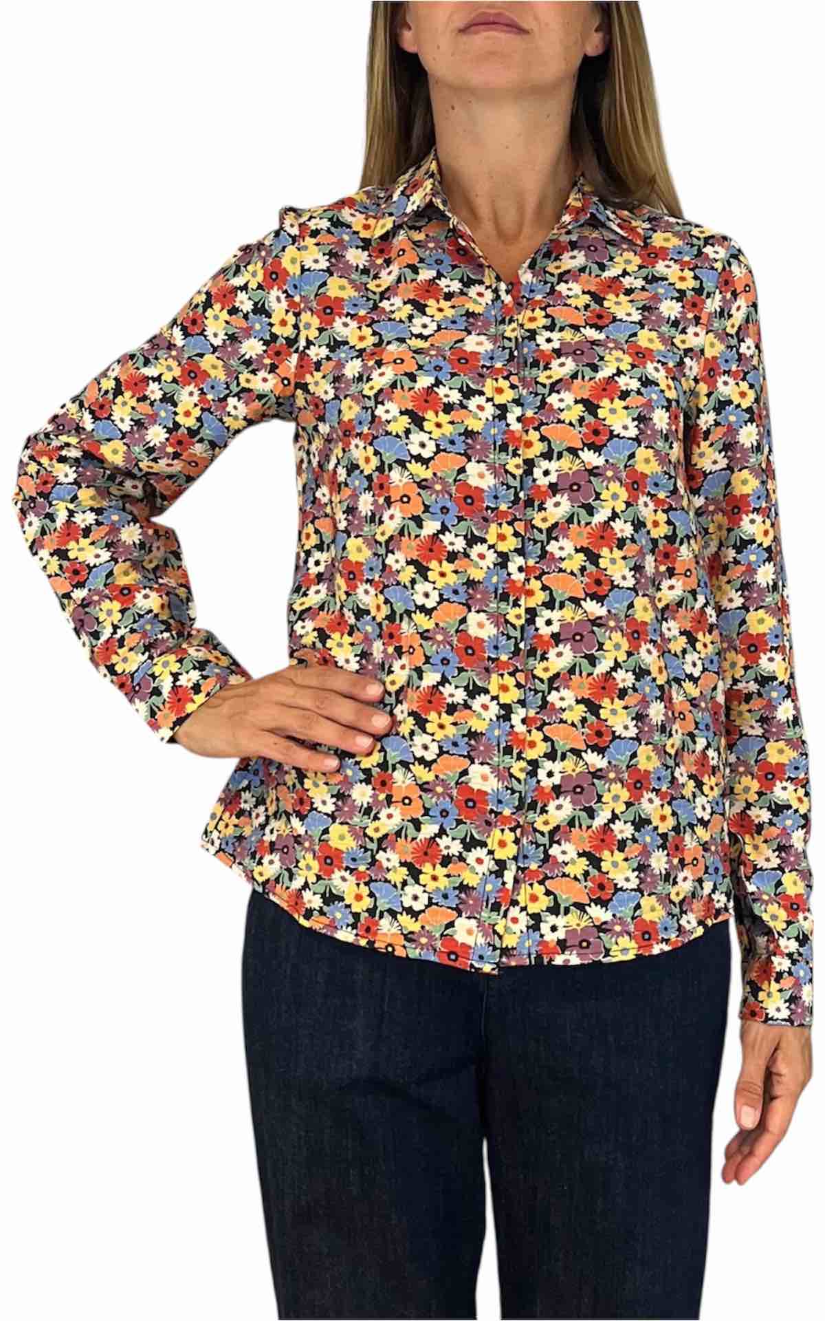 Compañia Fantastica - camicia fantasia fiorellini - nero