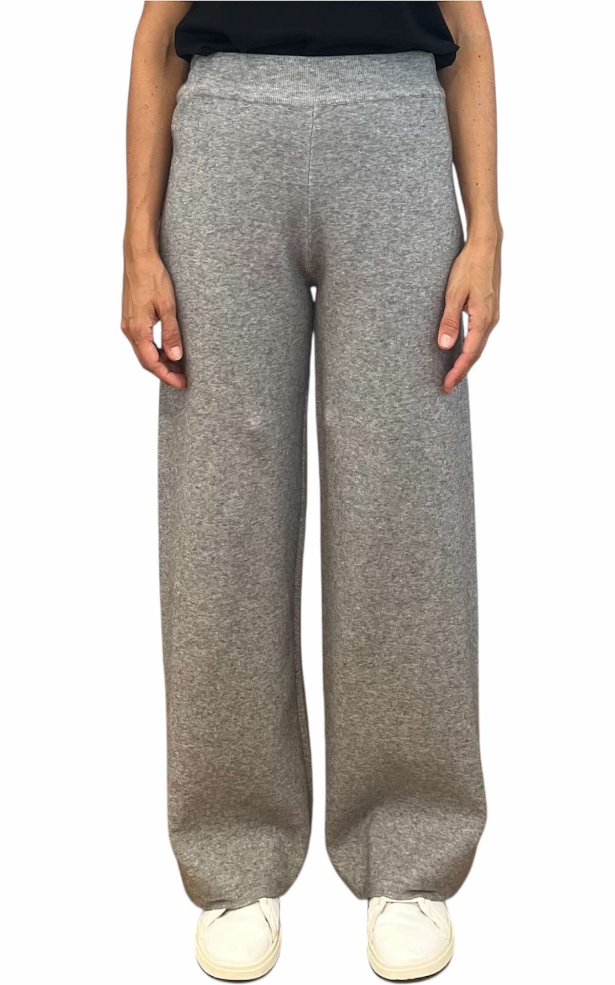 Initial - Pantalone palazzo in maglia - grigio chiaro