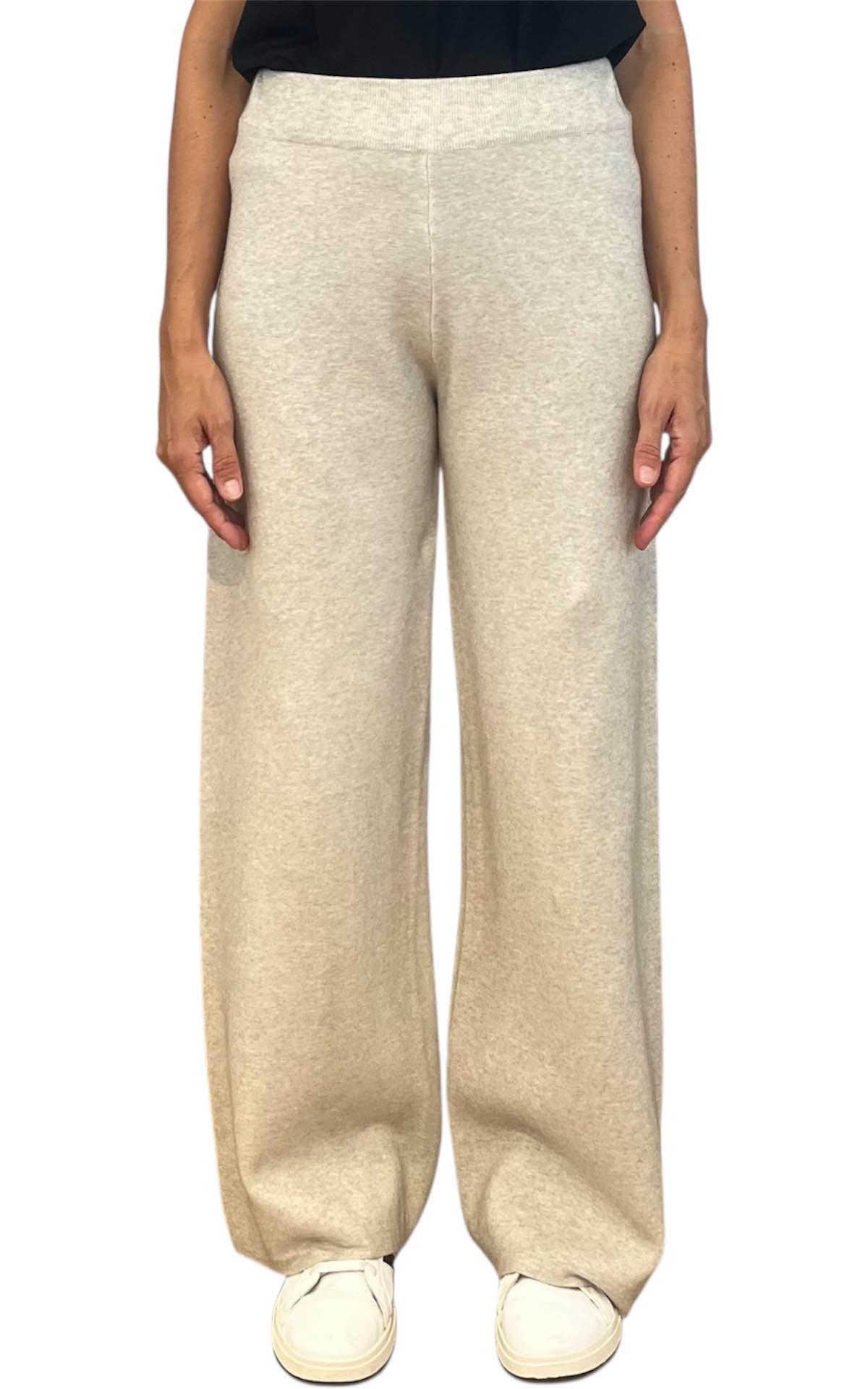 Initial - Pantalone palazzo in maglia - burro