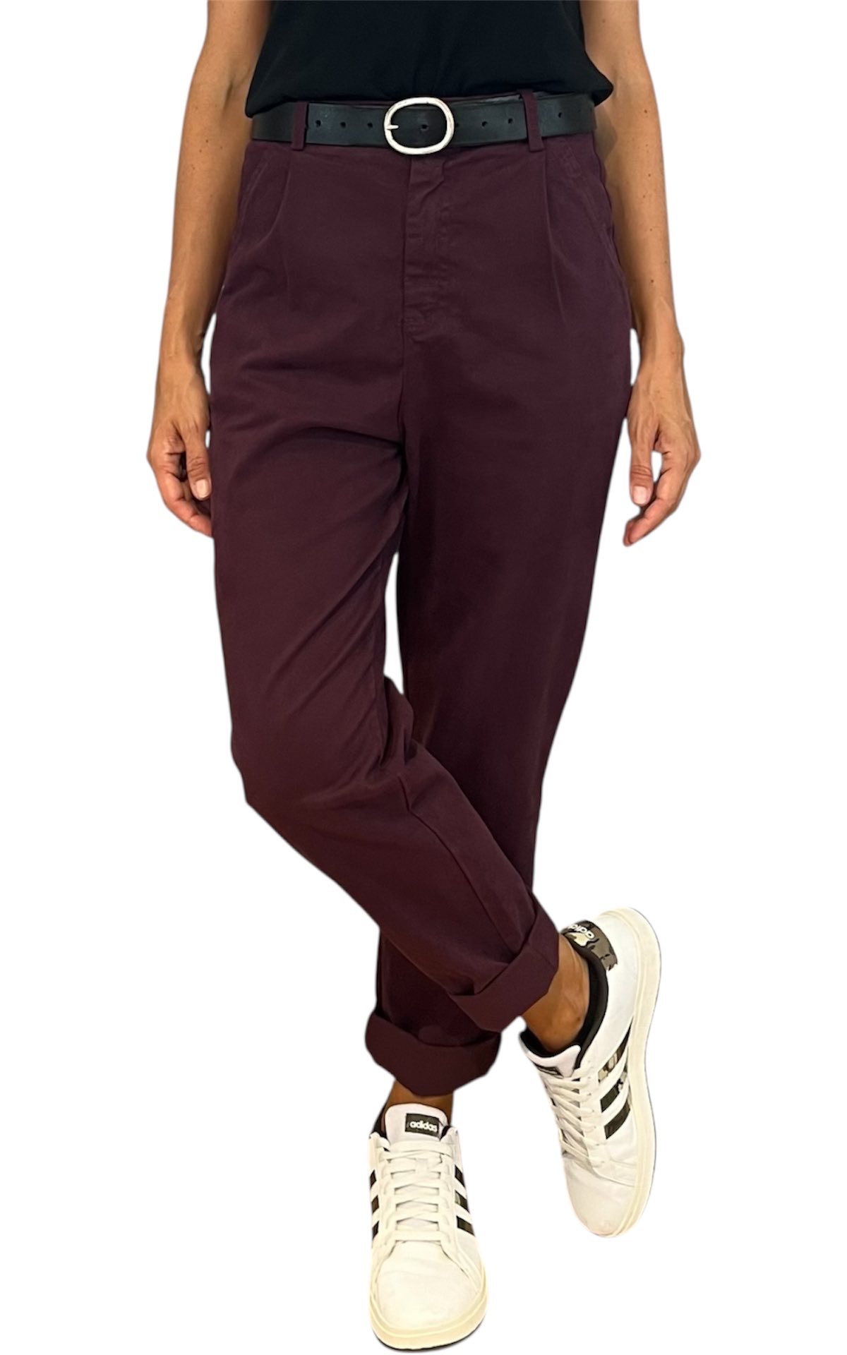 Off-On - Pantalone boyfriend JOELLE - prugna