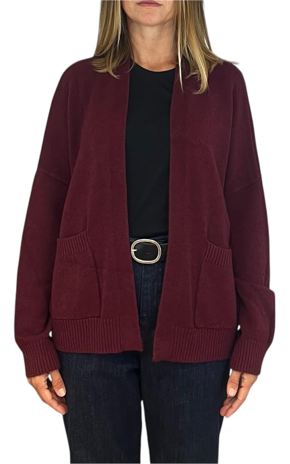 Initial - Cardigan in maglia corto - bordeaux
