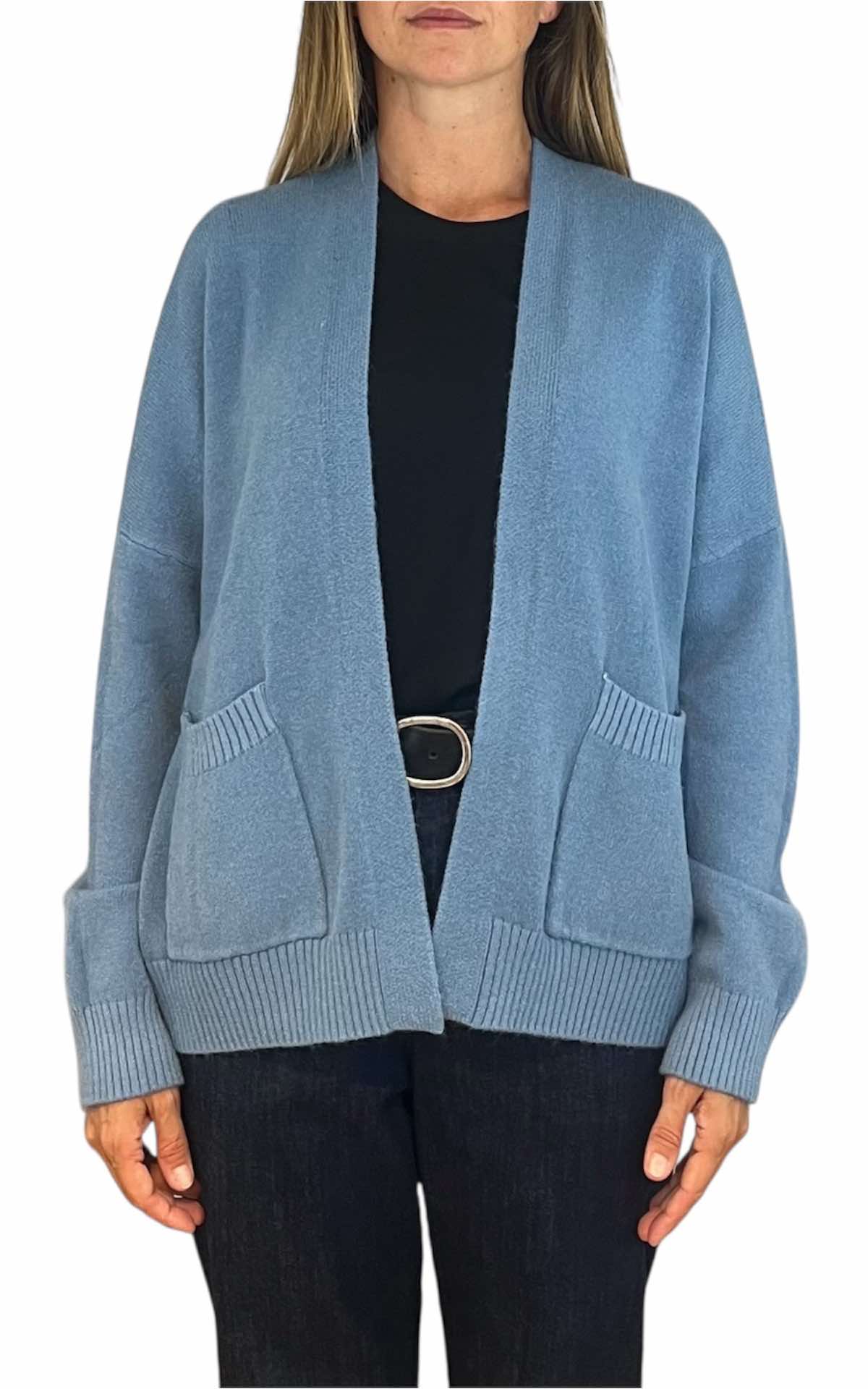Initial - Cardigan in maglia corto - celeste