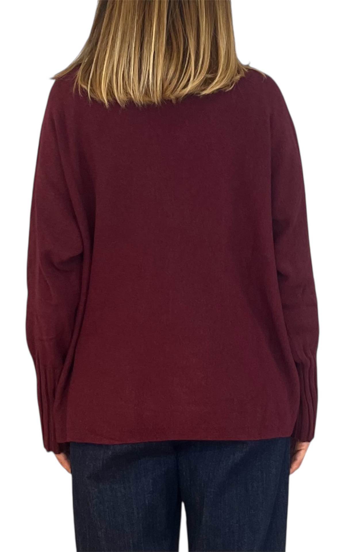 Initial - Maglia lupetto over - bordeaux