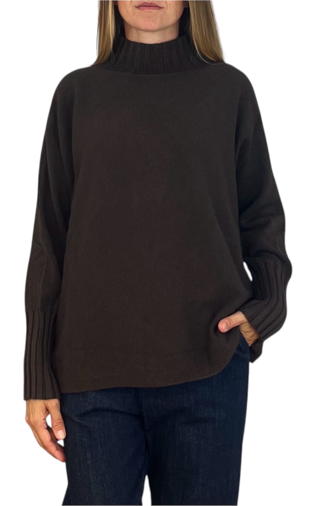 Initial - Maglia lupetto over - moro