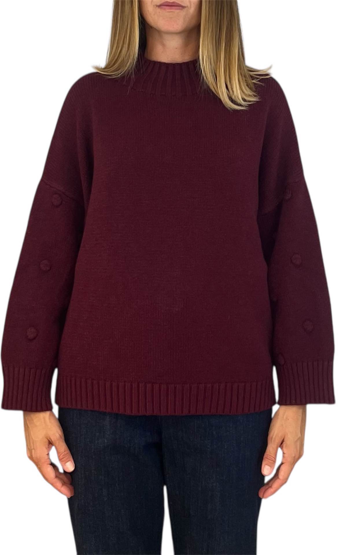 Initial - Maglia manica pois - bordeaux