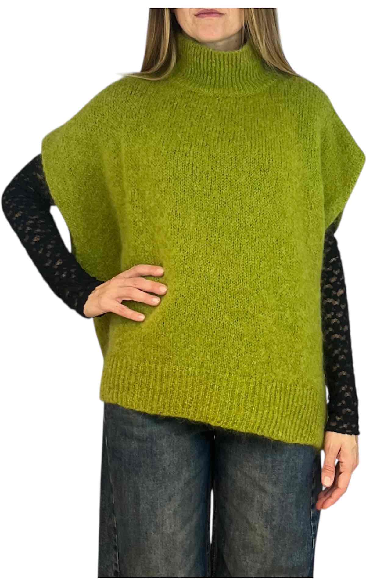 Off - On - Poncho mohair - verde