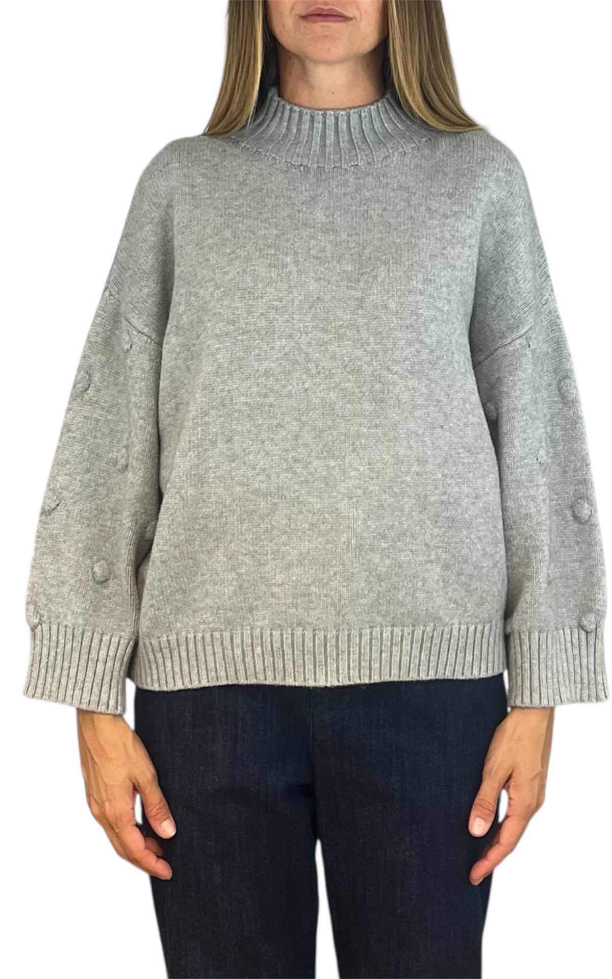 Initial - Maglia manica pois - grigio chiaro