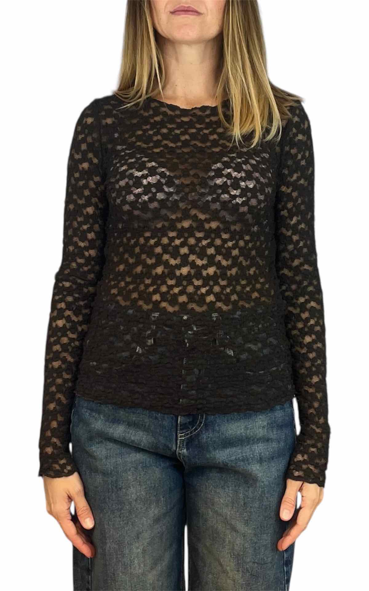 Off-On - t-shirt in pizzo - moro