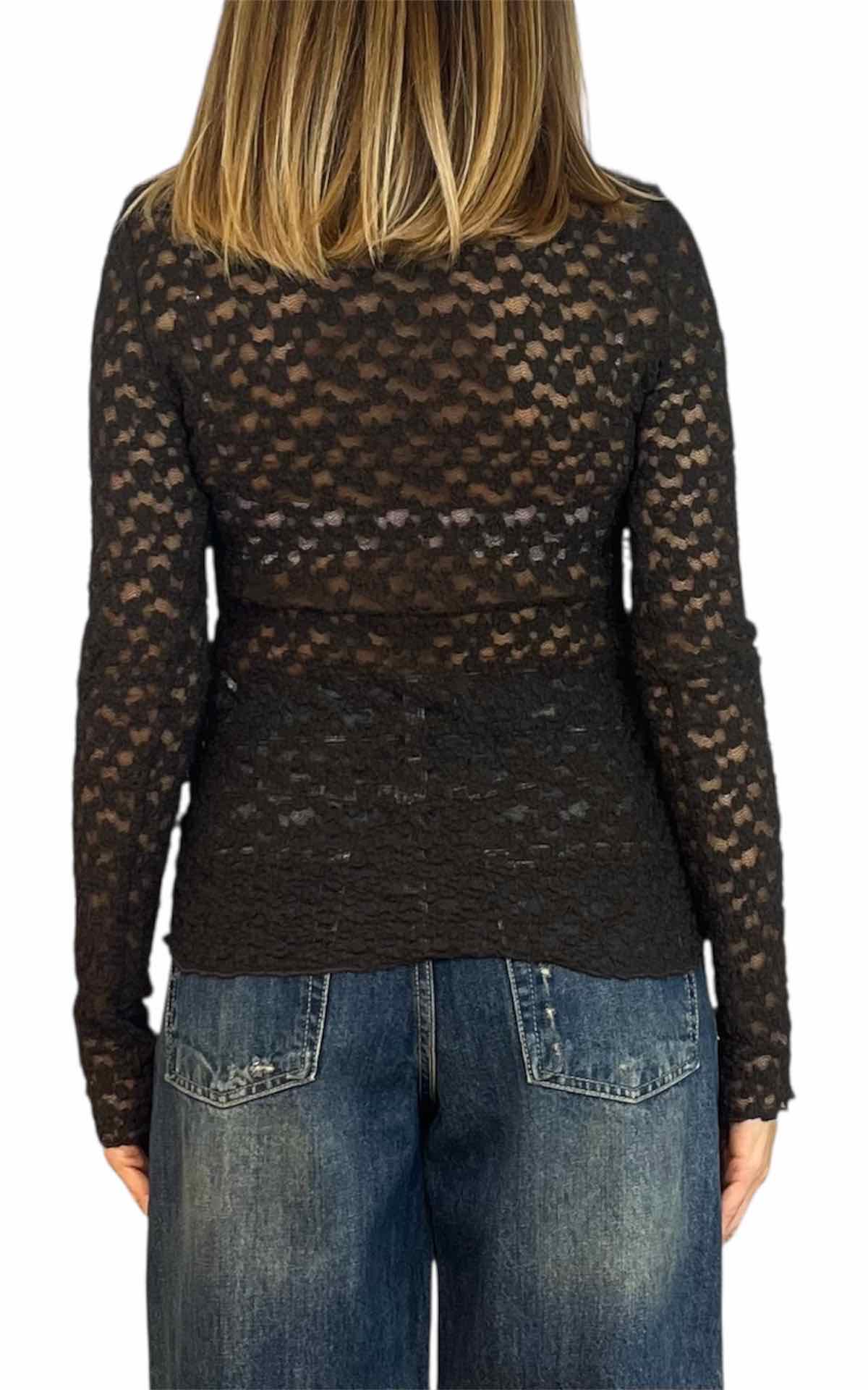 Off-On - t-shirt in pizzo - moro