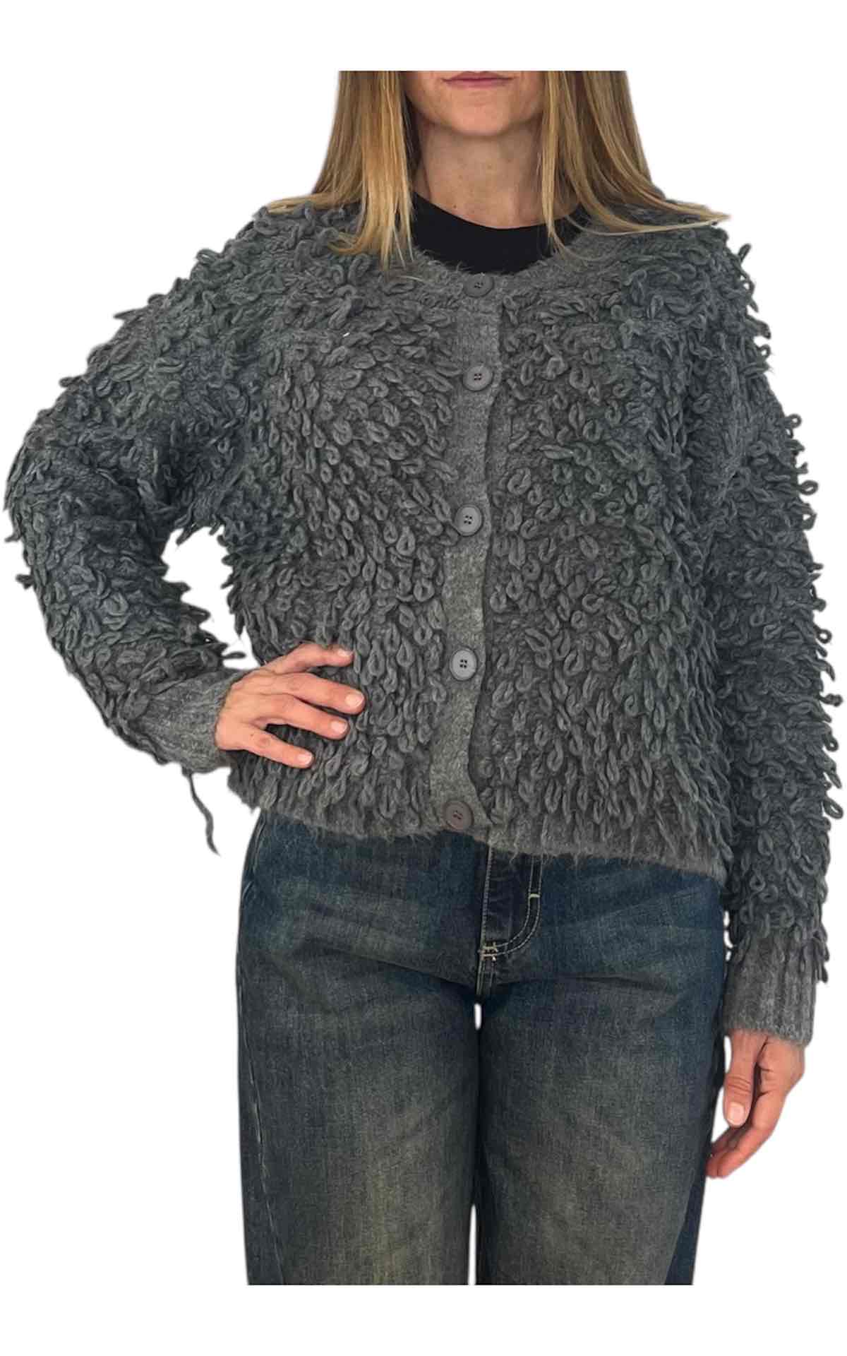 Off-On - Cardigan corto pelliccia - grigio