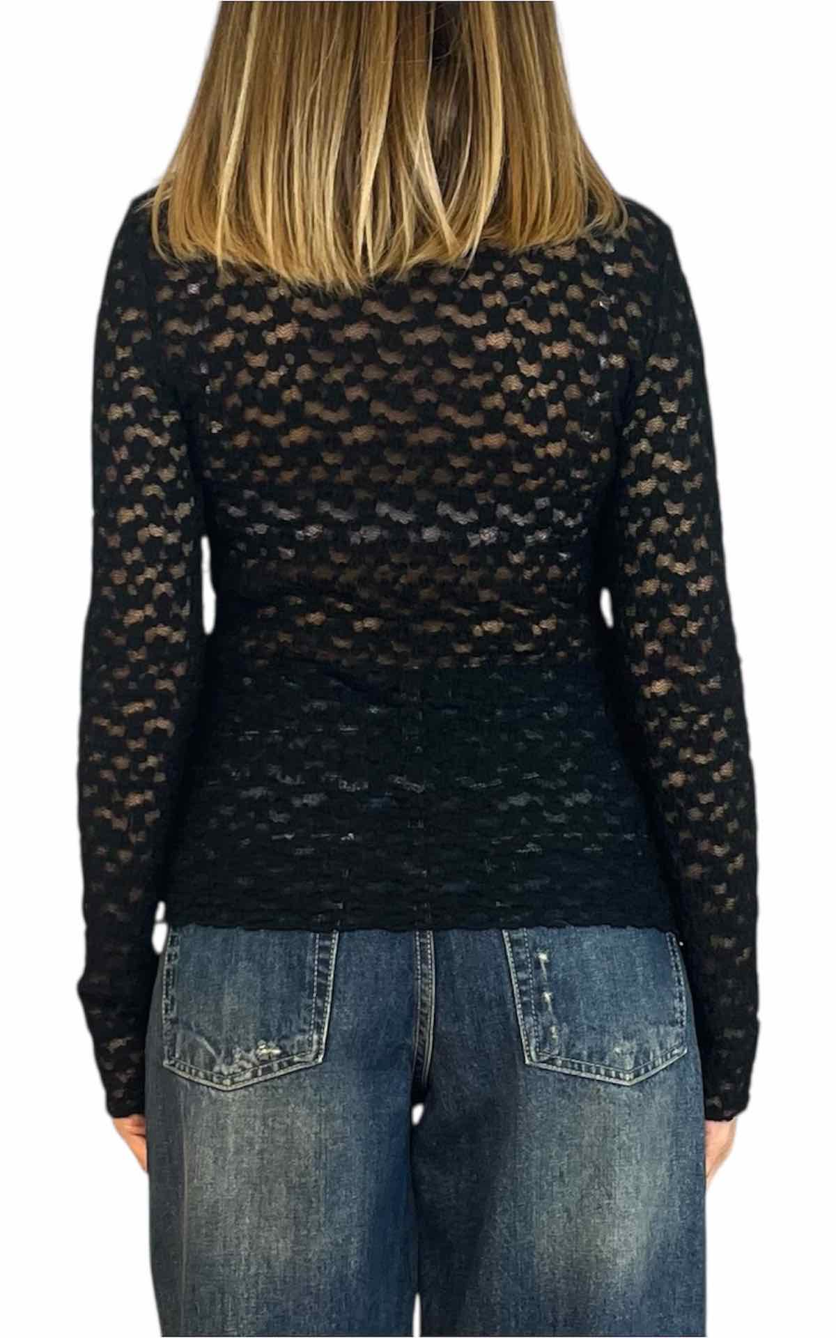 Off-On - t-shirt in pizzo - nero