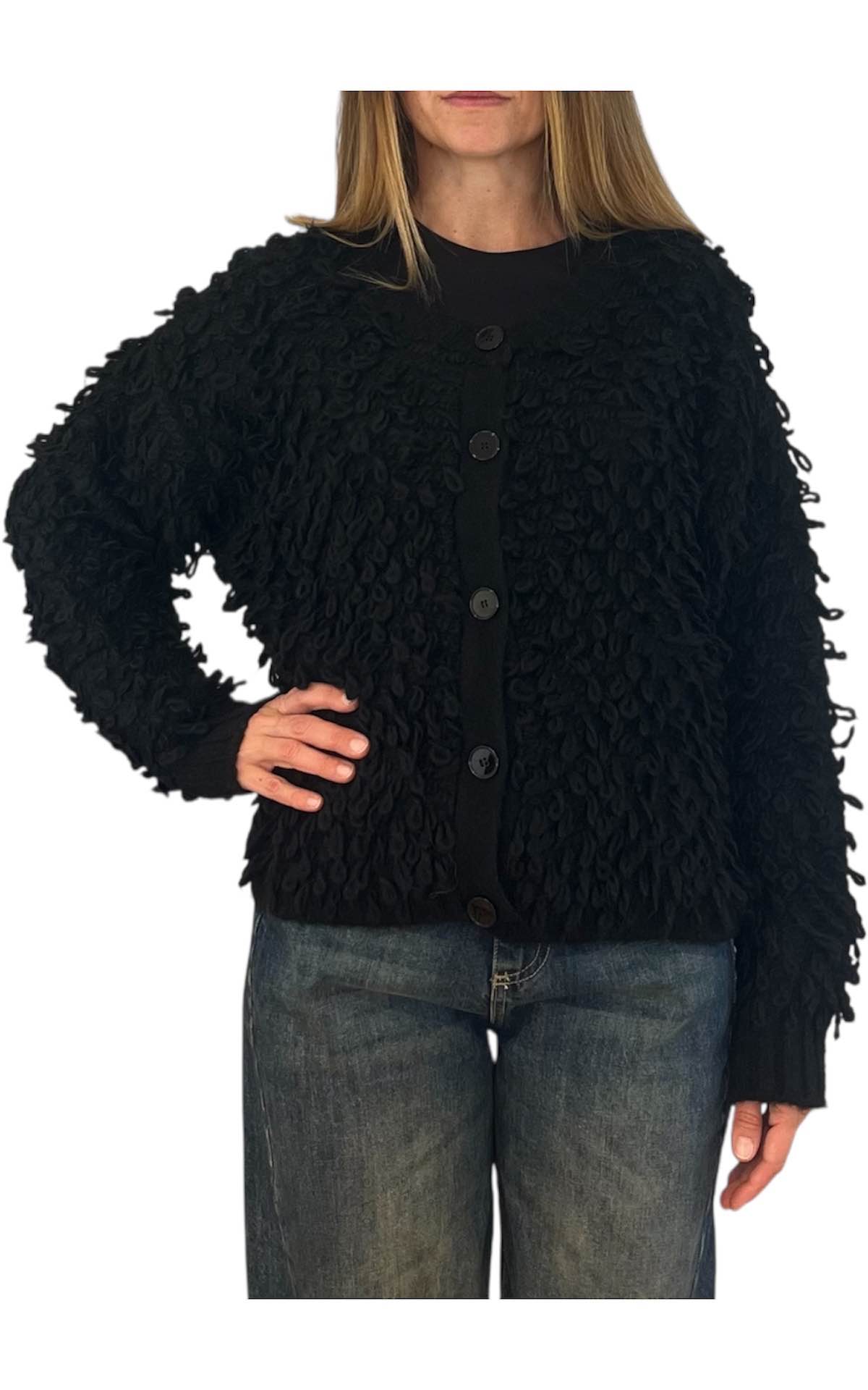 Off-On - Cardigan corto pelliccia - nero