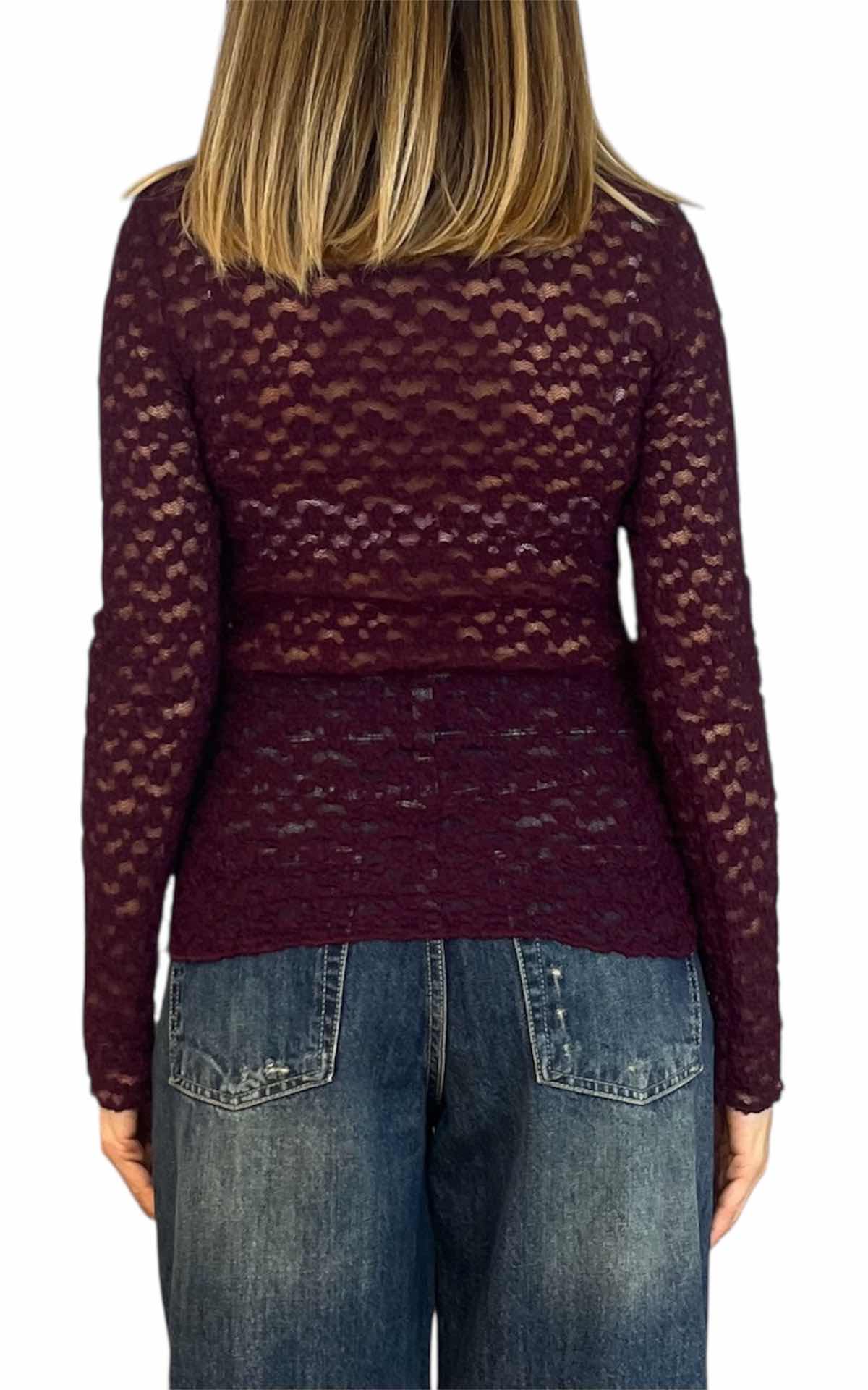 Off-On - t-shirt in pizzo - prugna