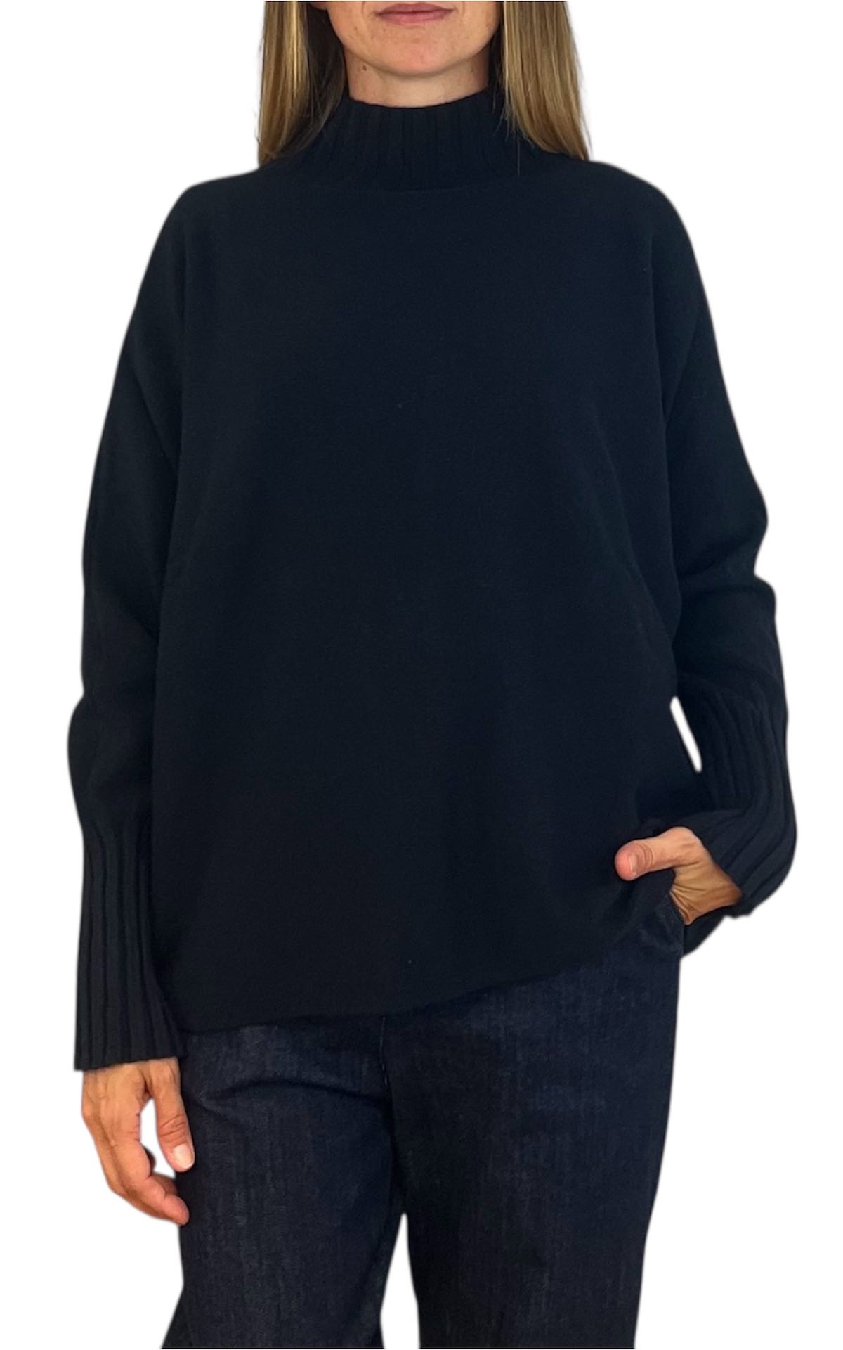 Initial - Maglia lupetto over - blu