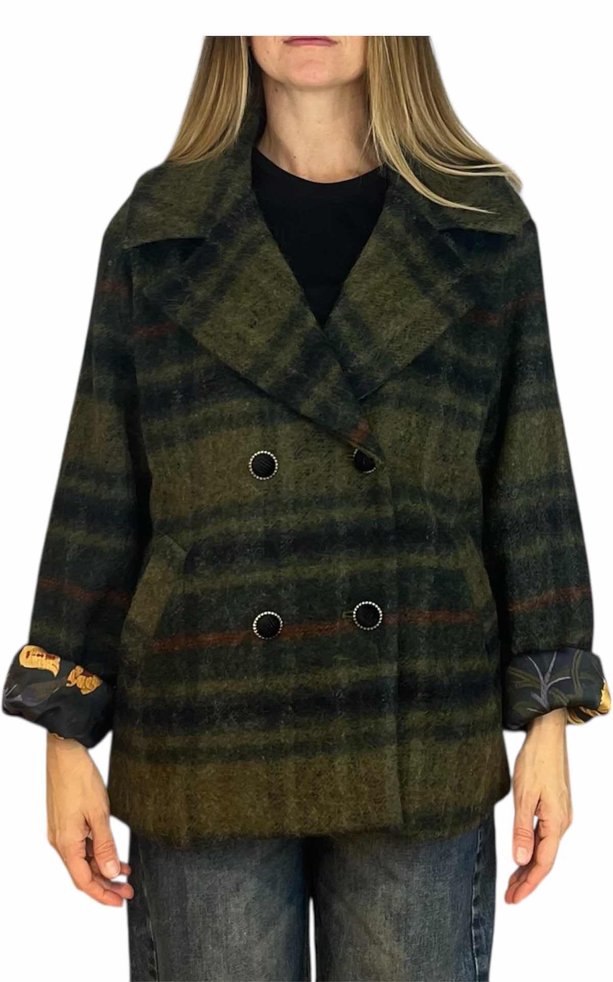 Wu'Side - Cappotto corto check - blu/verde