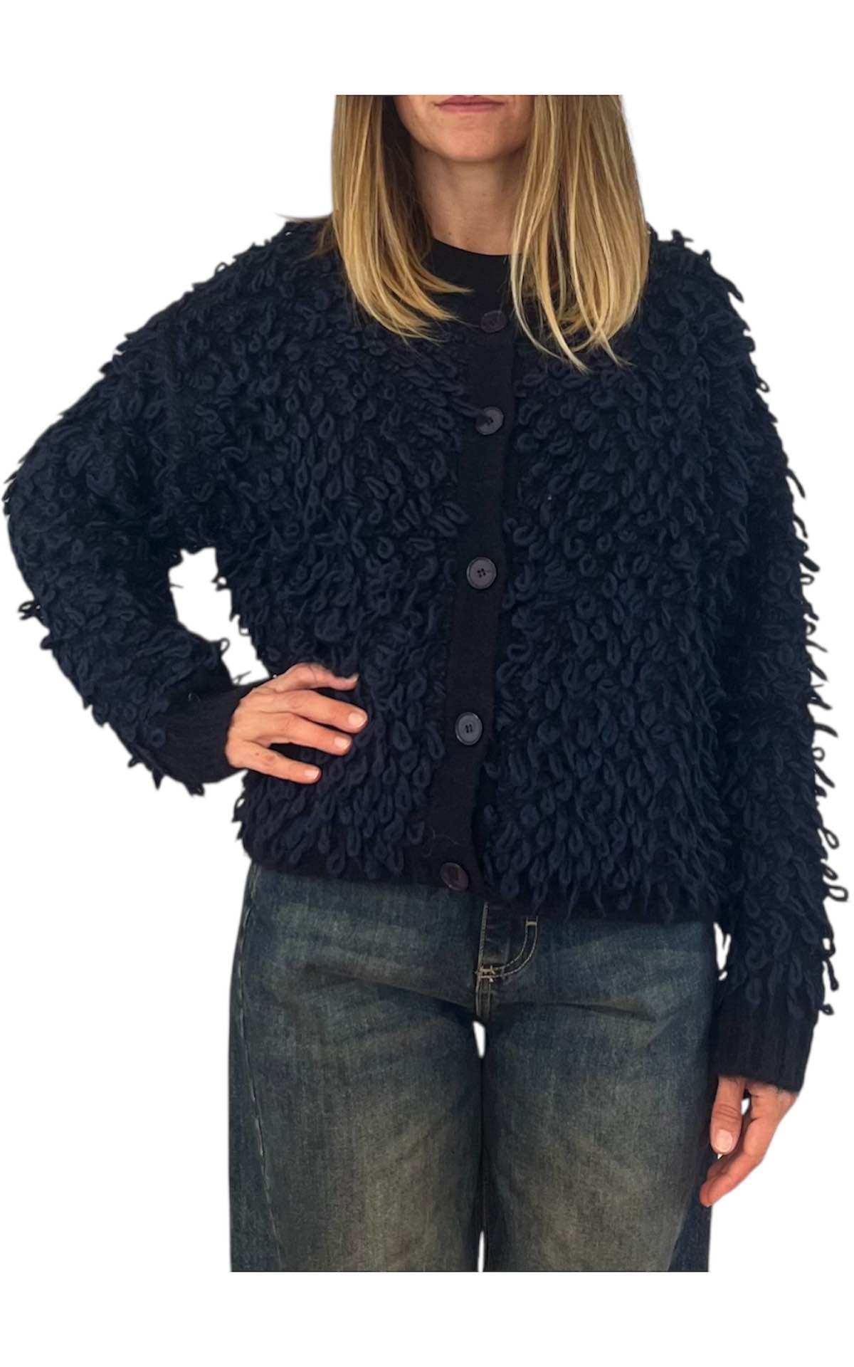 Off-On - Cardigan corto pelliccia - blu
