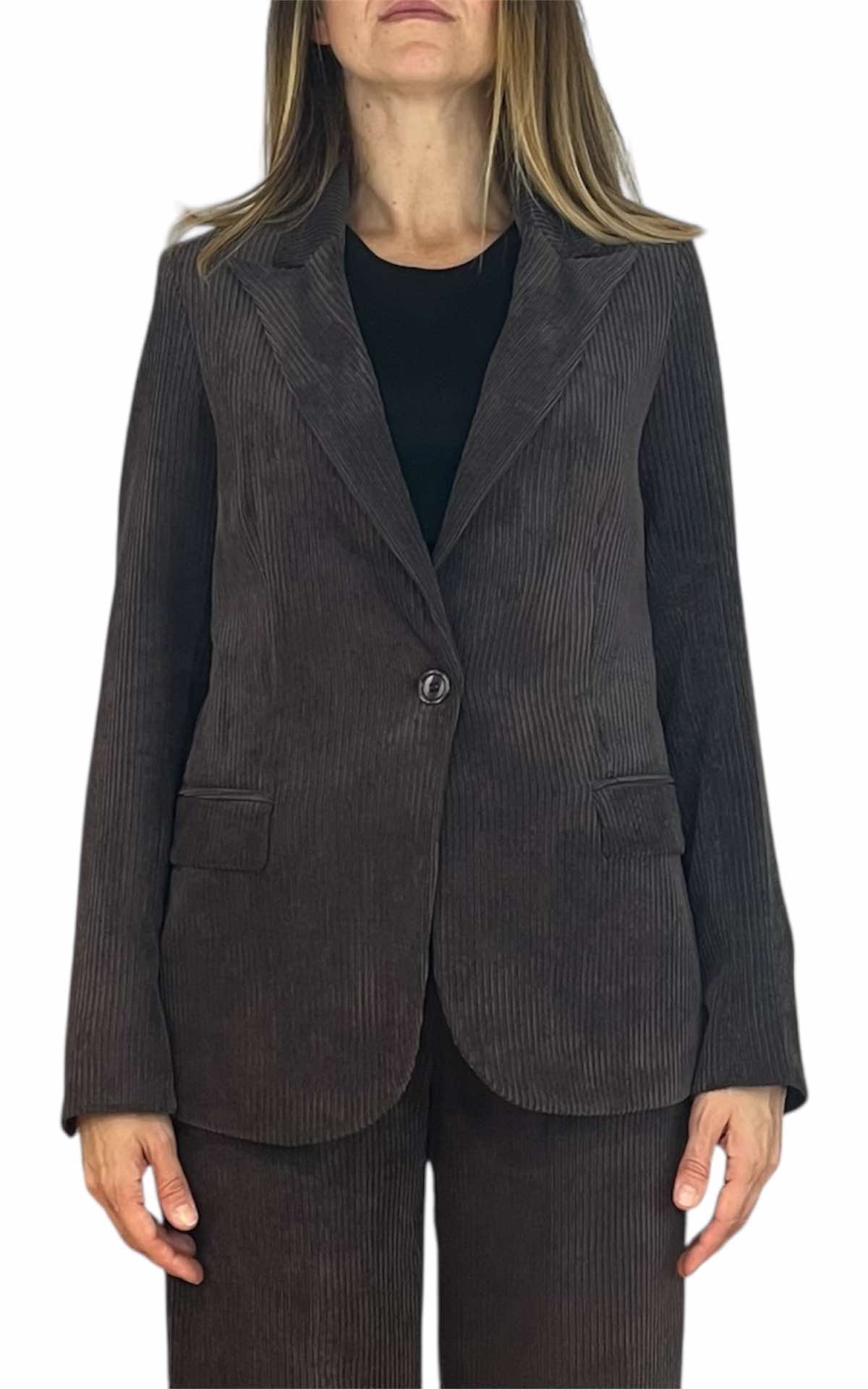 Susan Di - Giacca velluto rocciatore - moro