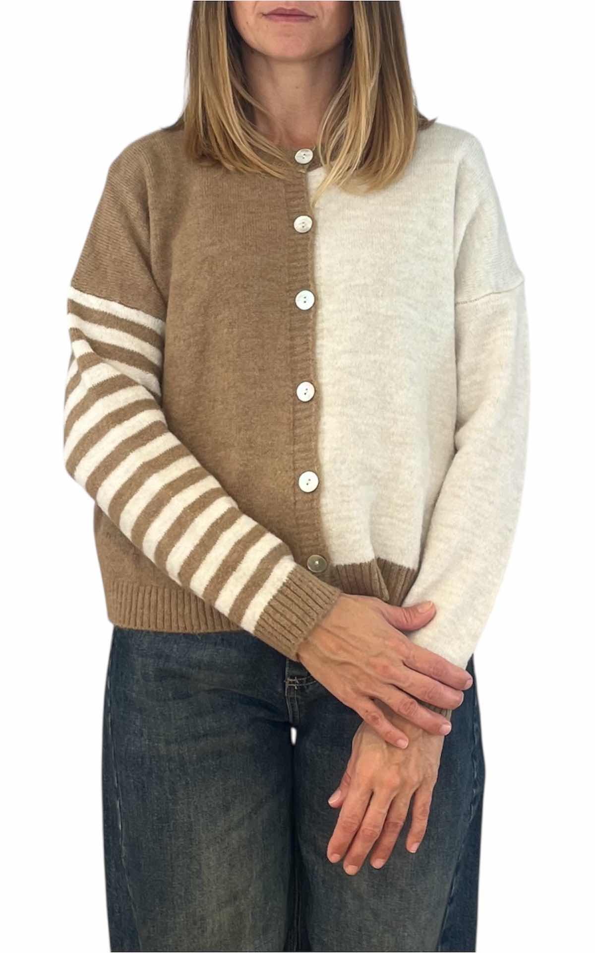 Off-On - Cardigan bicolore - burro