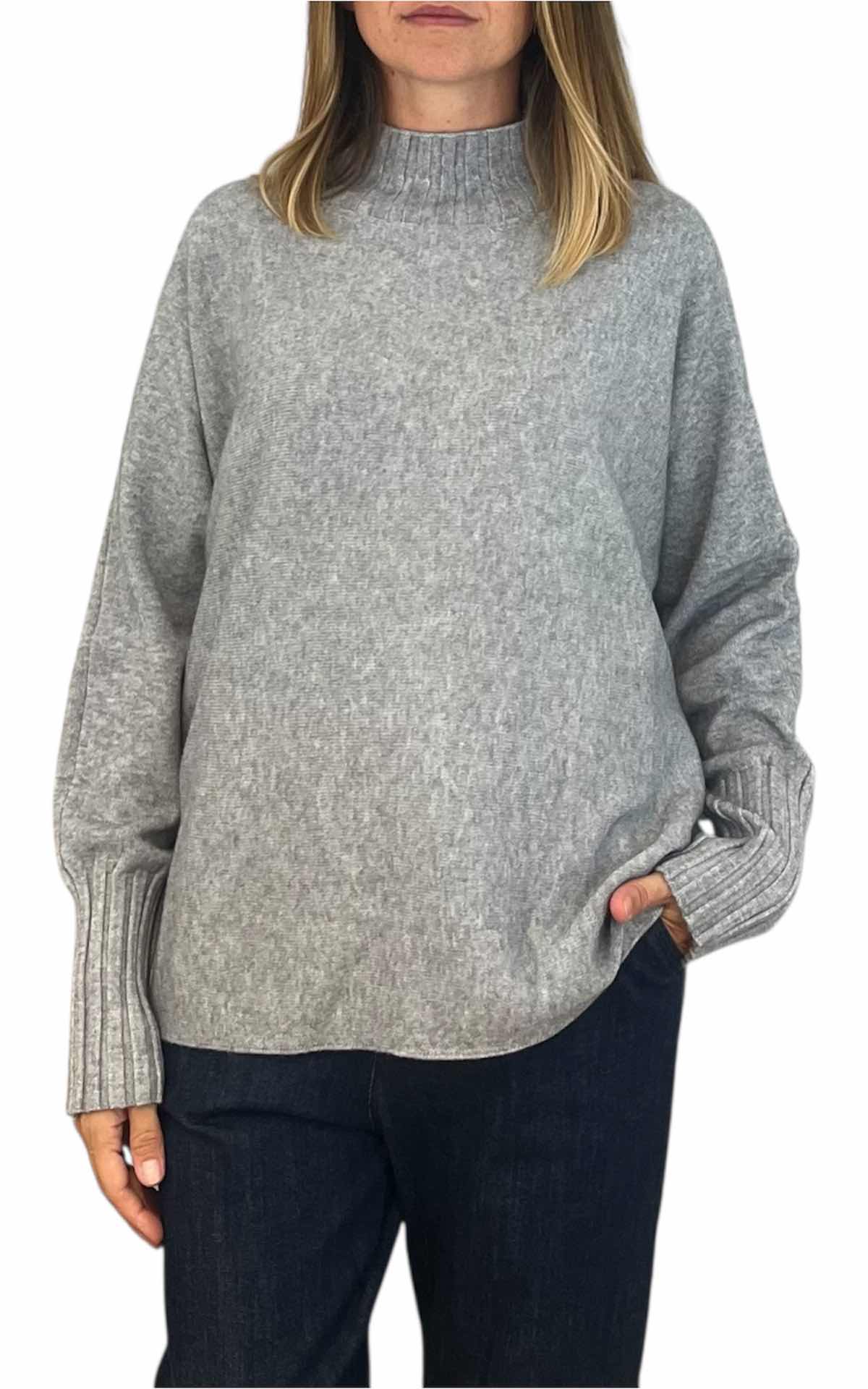 Initial - Maglia lupetto over - bgrigio chiaro