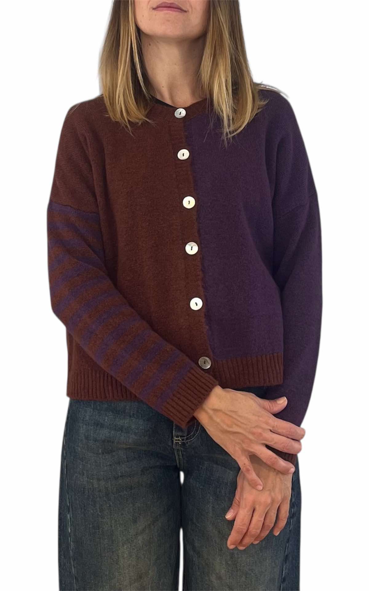 Off-On - Cardigan bicolore - moro
