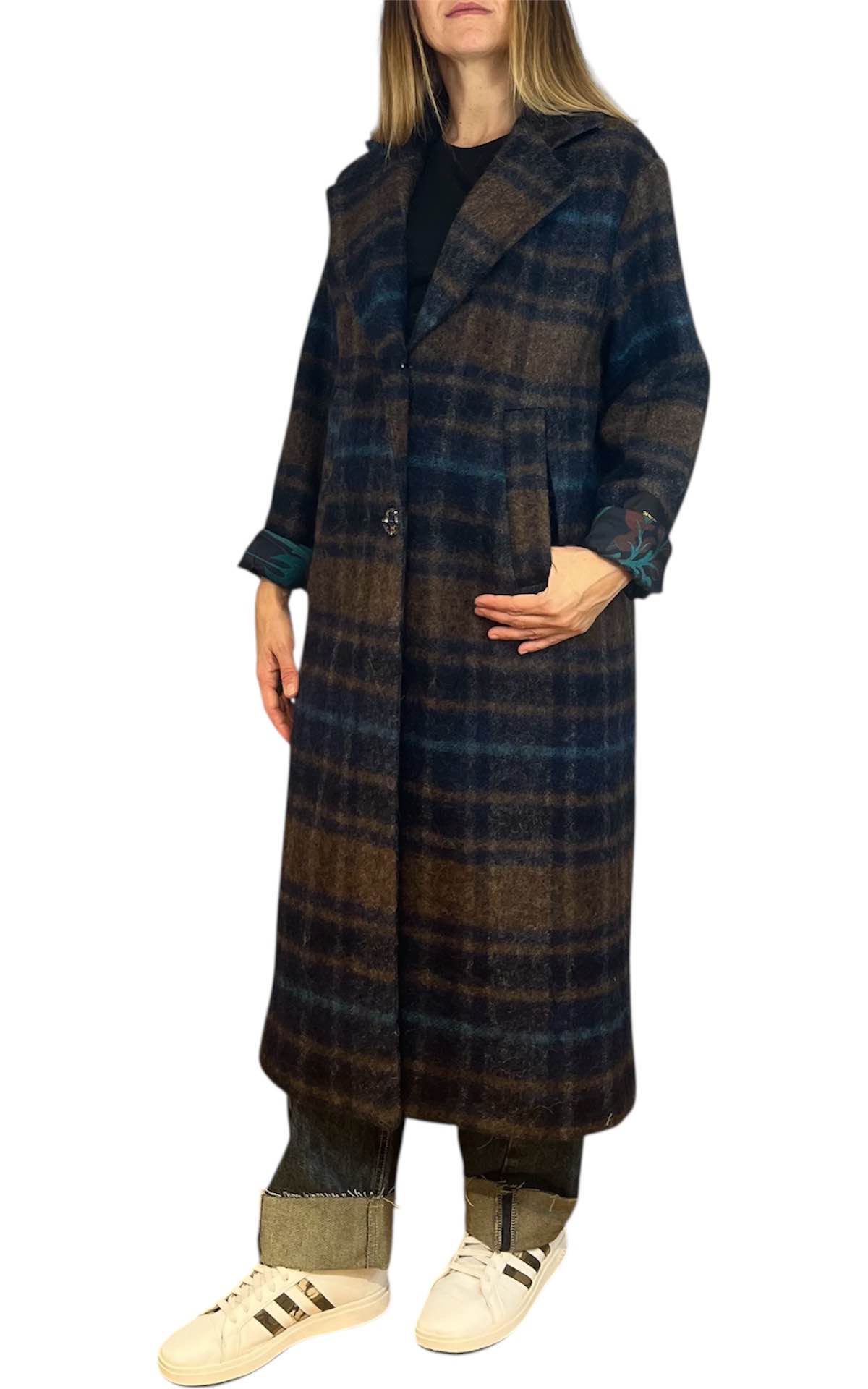 Wu'Side - Cappotto check - blu/marrone