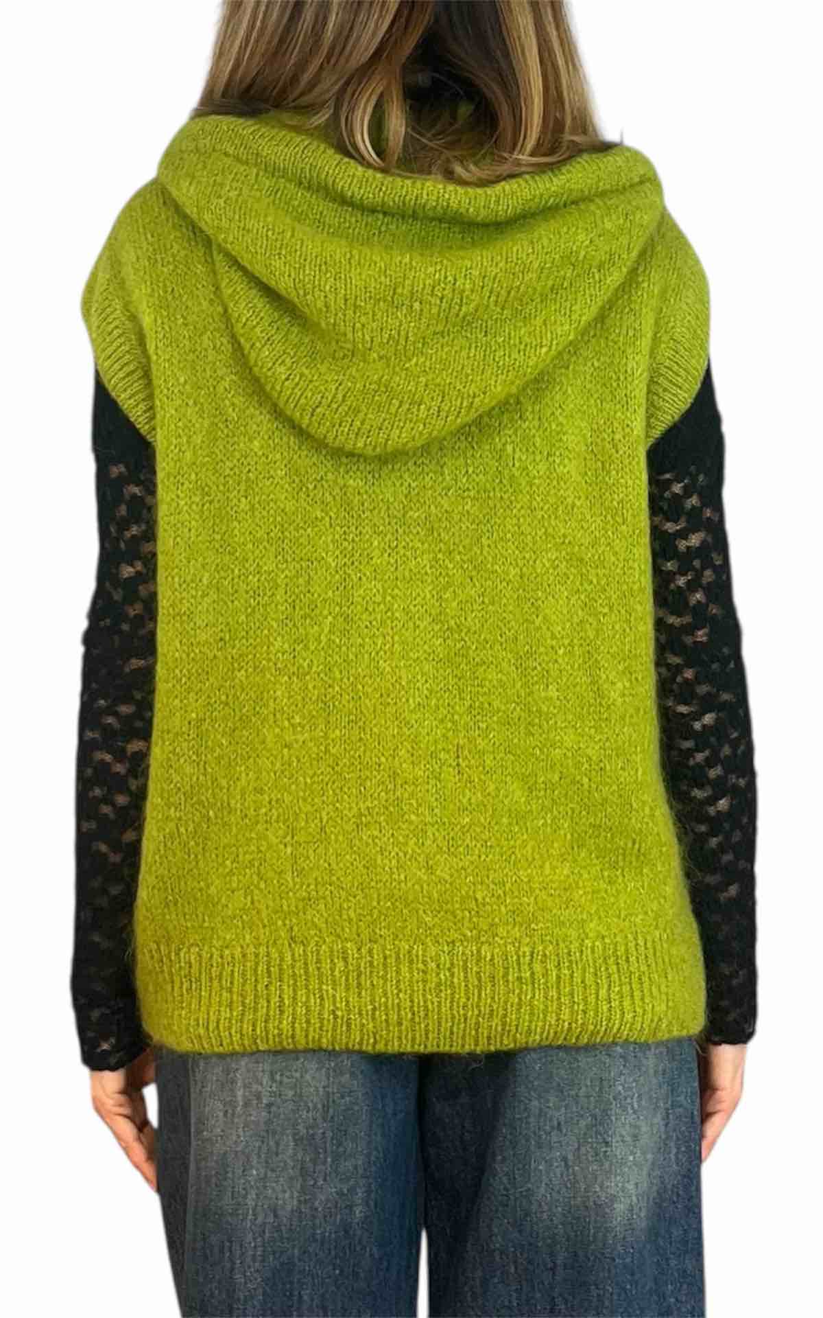 Off-On - Gilet in mohar con zip - verde