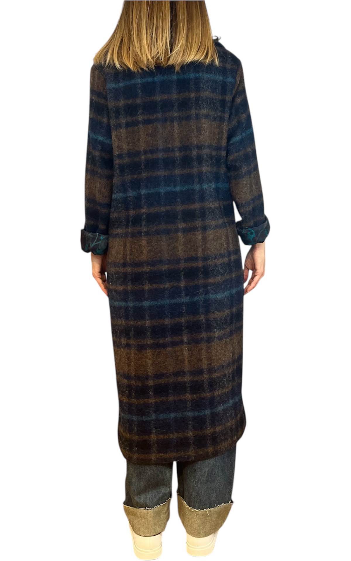 Wu'Side - Cappotto check - blu/marrone