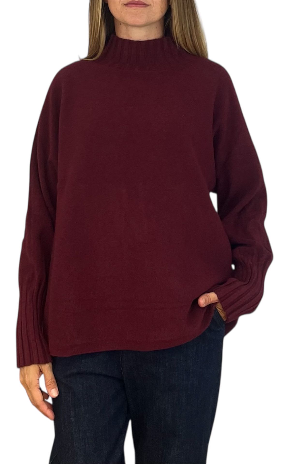 Initial - Maglia lupetto over - bordeaux