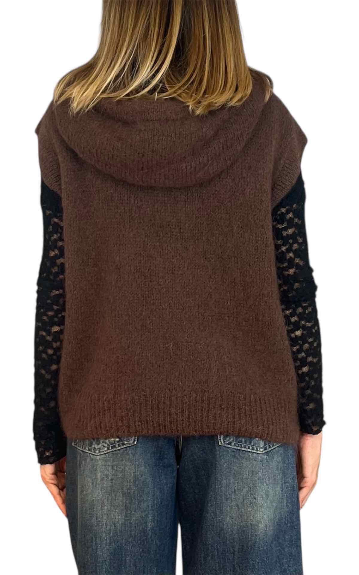 Off-On - Gilet in mohar con zip - moro