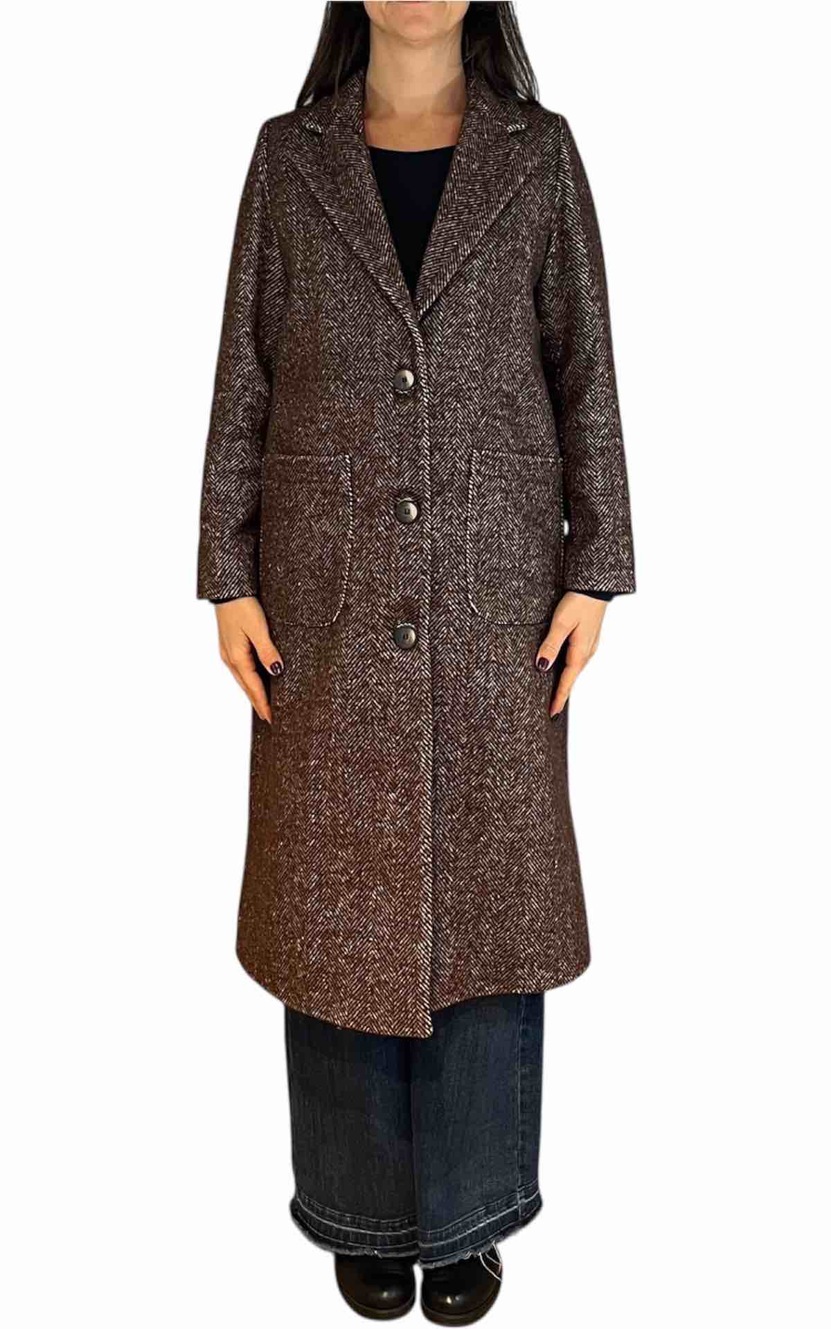 Susan Di - Cappotto spinato - camel