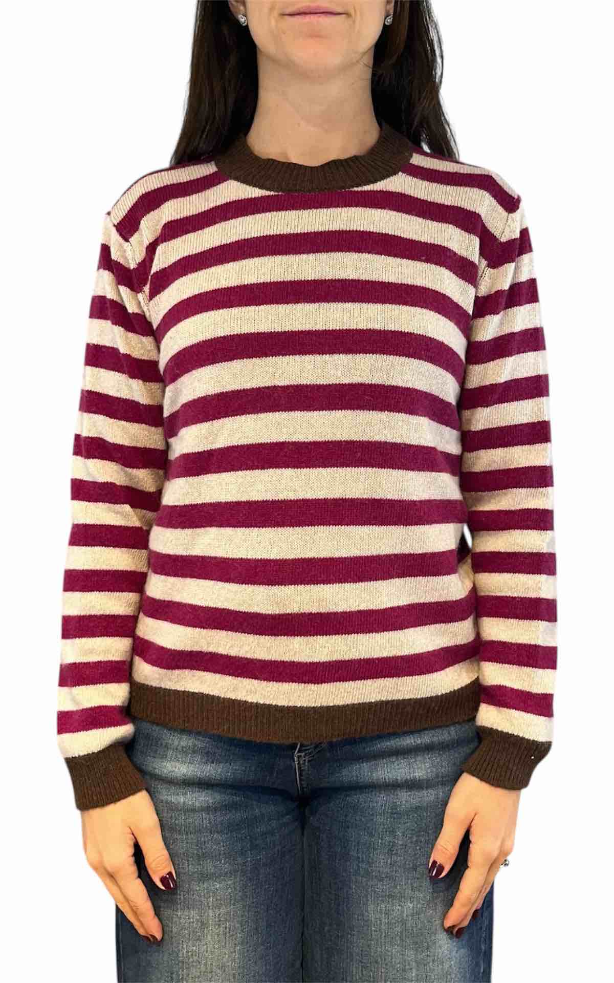 Off-On - maglia a righe - prugna