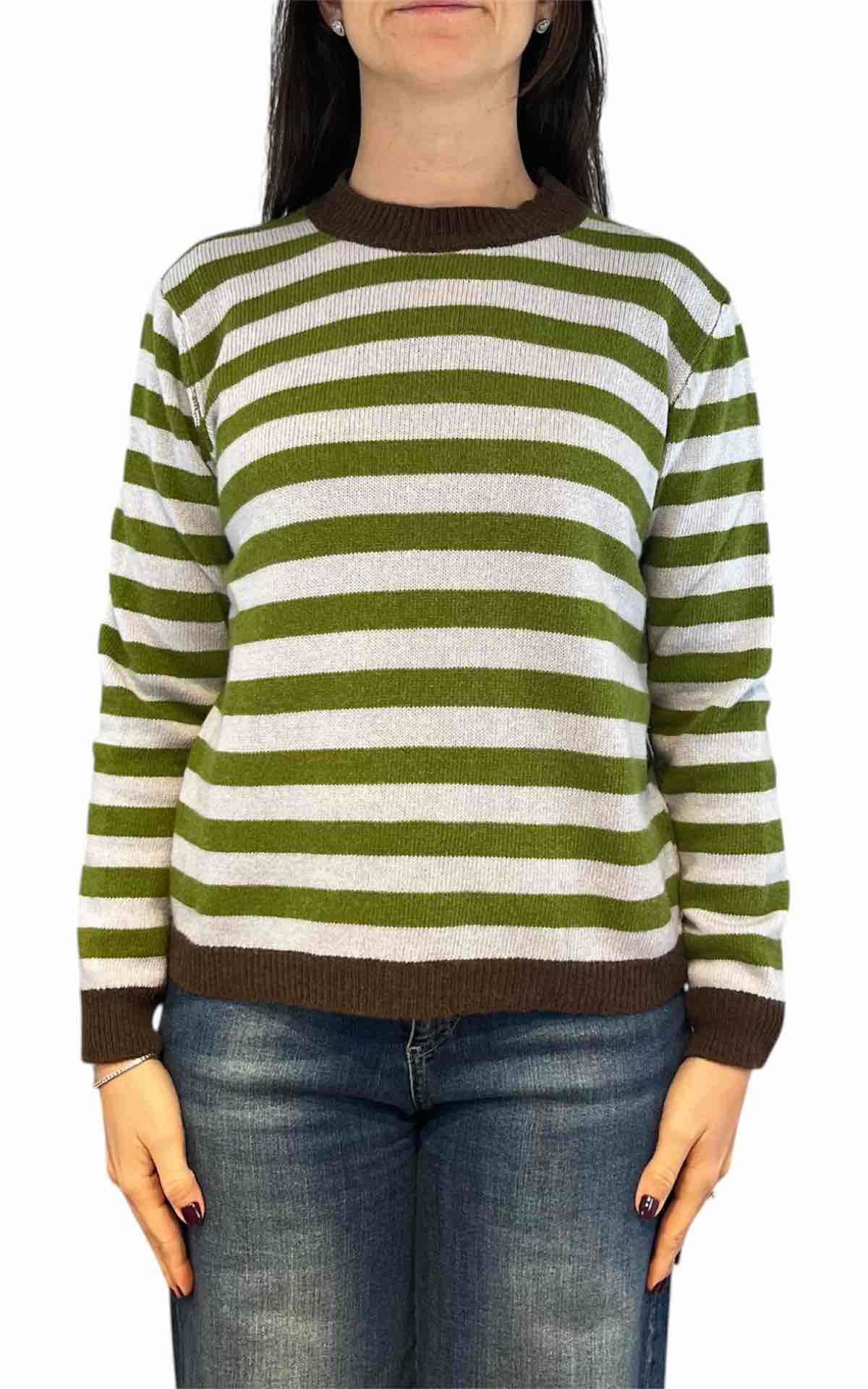 Off-On - maglia a righe - verde